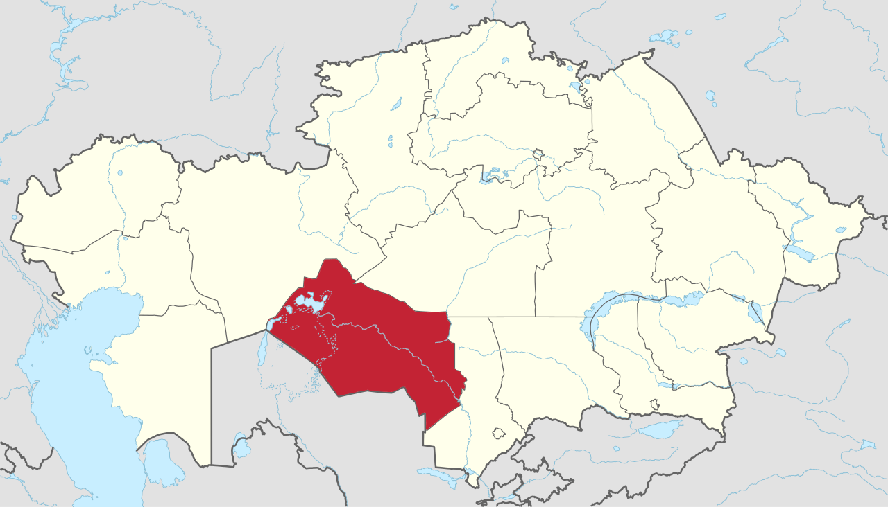 Map of Kazakhstan, Kyzylorda Region highlighted in red