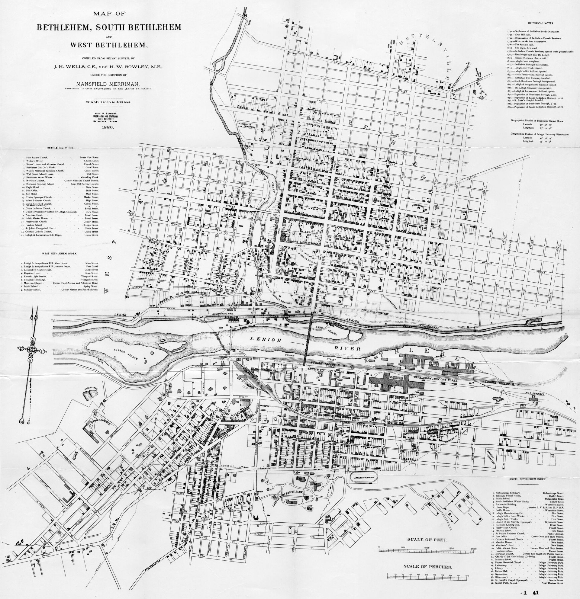 Map of Bethlehem in 1886 when the city used to be three separat…