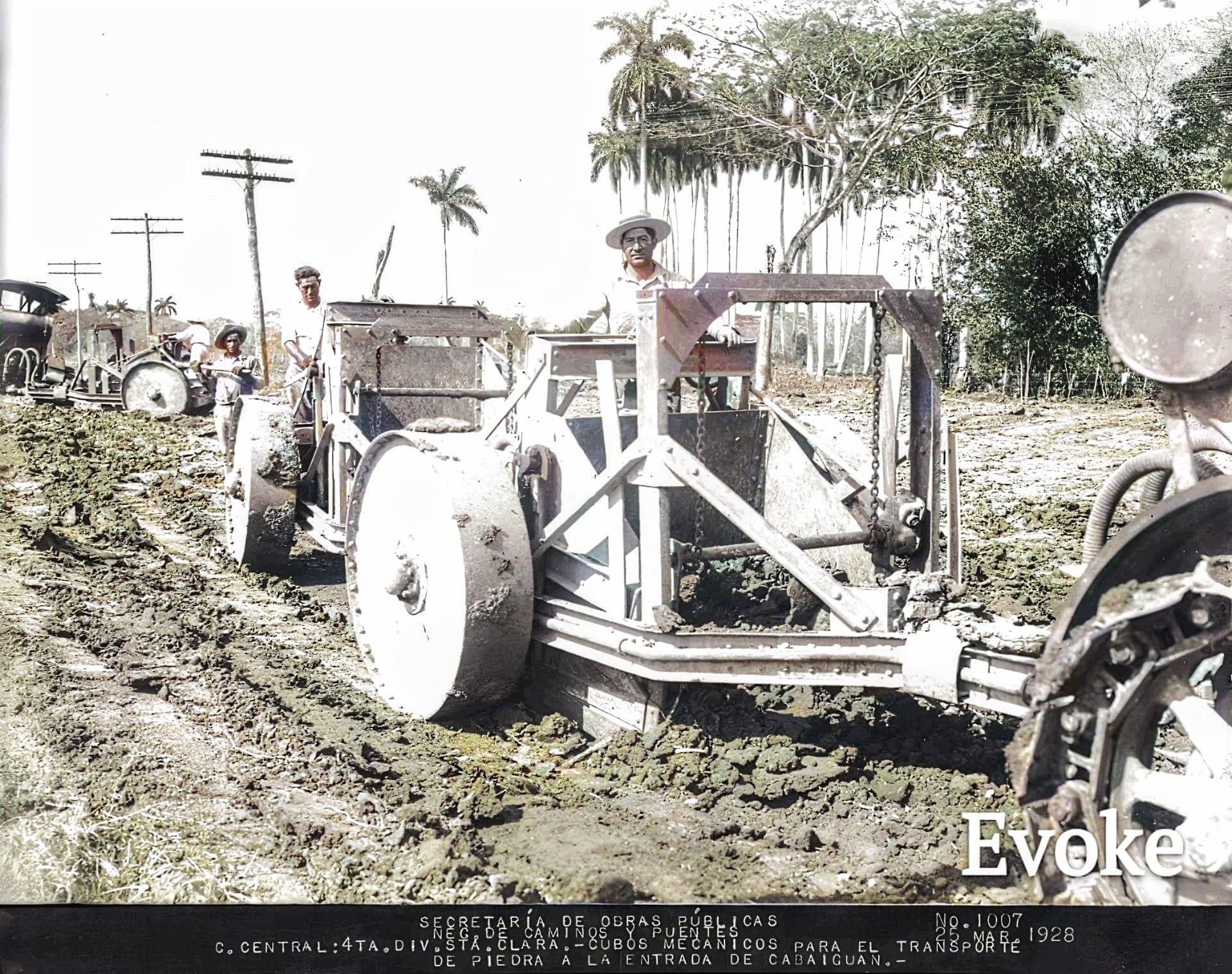 People transporting rocks to Cabaiguán, Cuba in 1928 to make th…