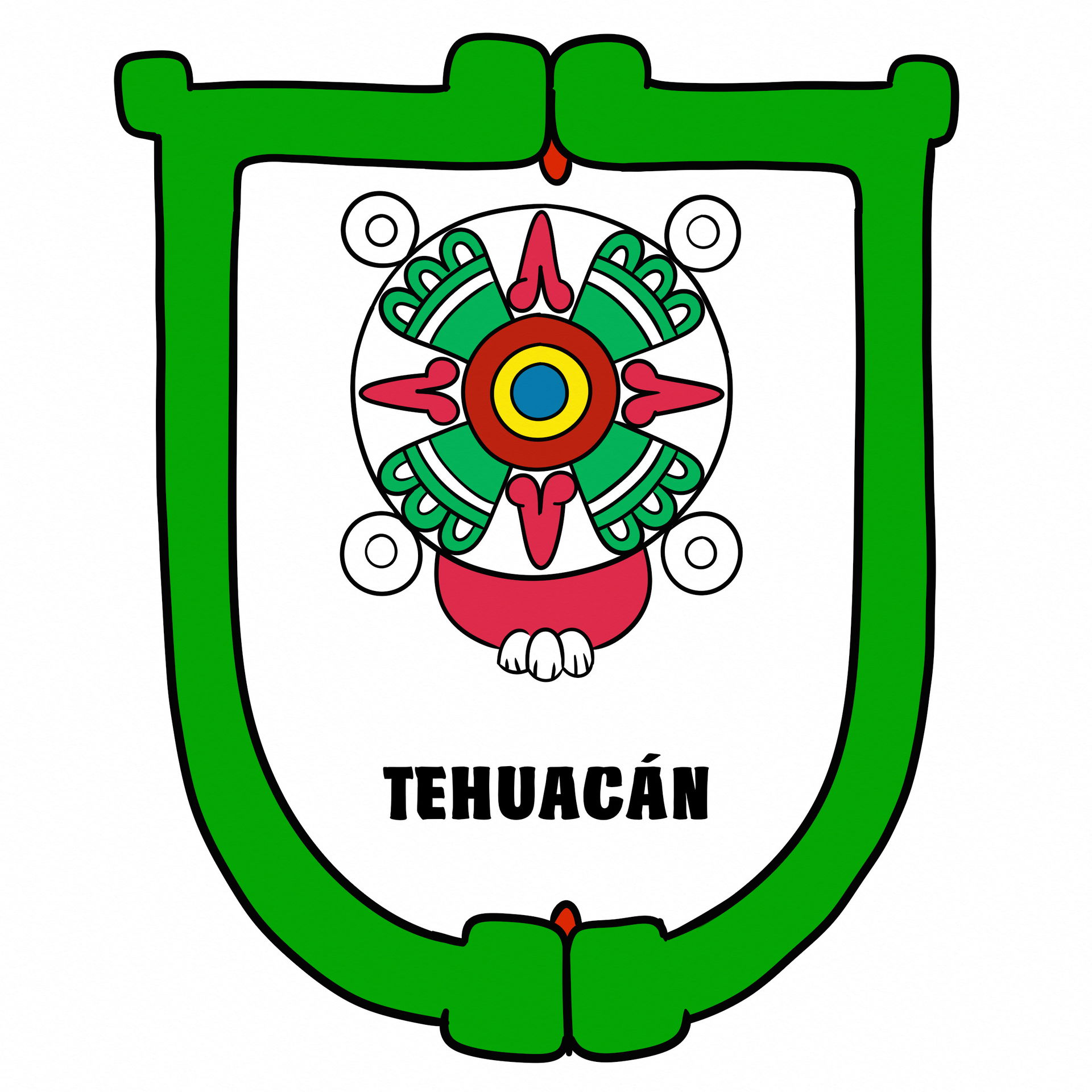 Coat of arms of the Municipality of Tehuacán, Puebla; Mexico. D…