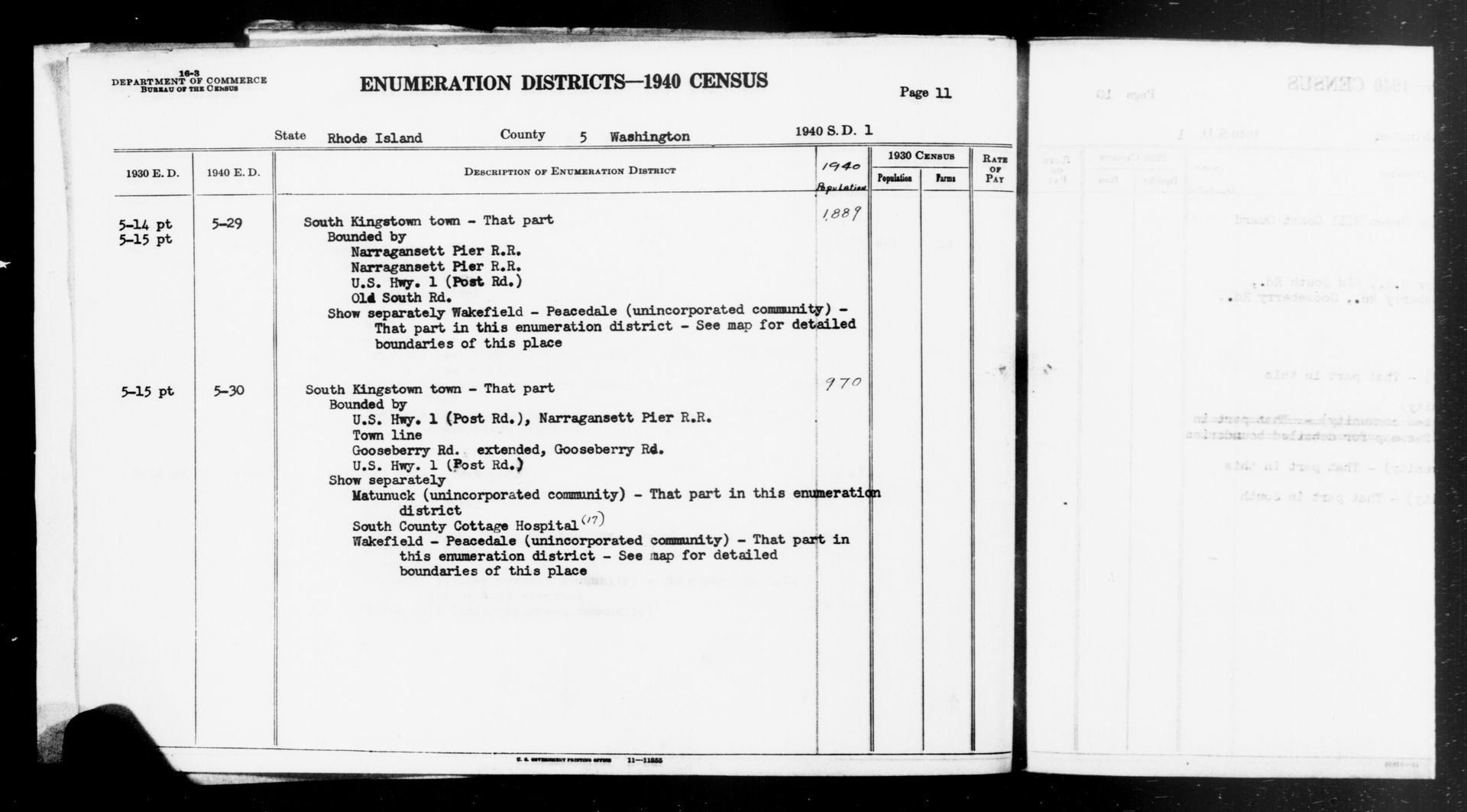 Scope and content: This item lists Enumeration Districts for:
…