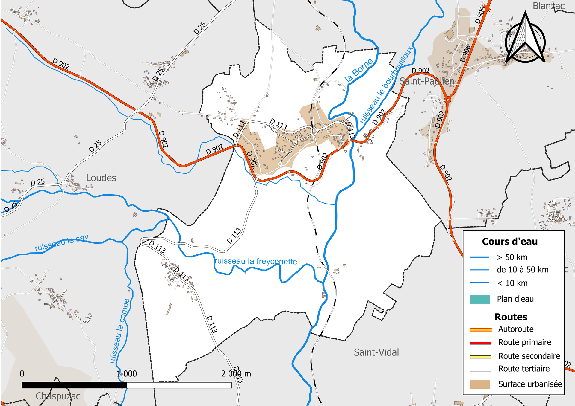 Carte du réseau hydrographique et des infrastructures de la com…