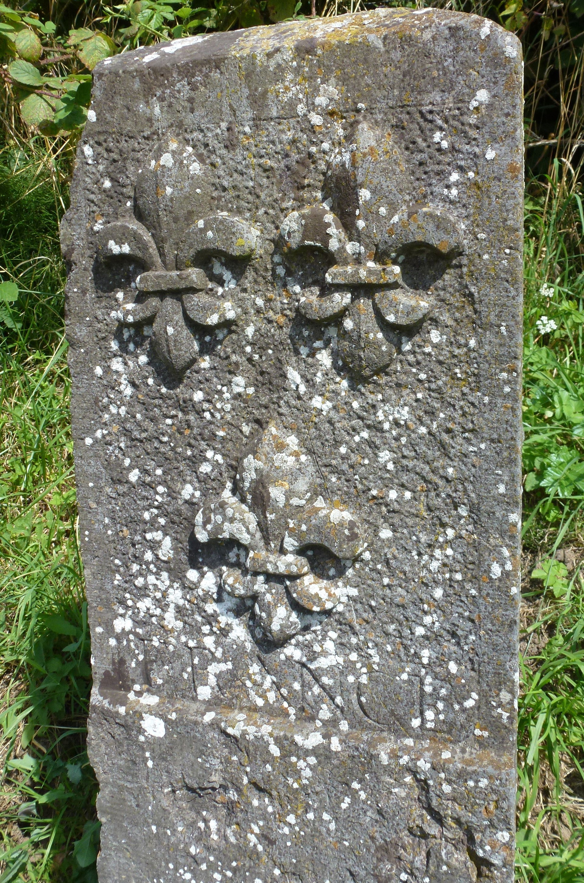Boundary stone nr 46, carved with the arms of France (3 lilies)…