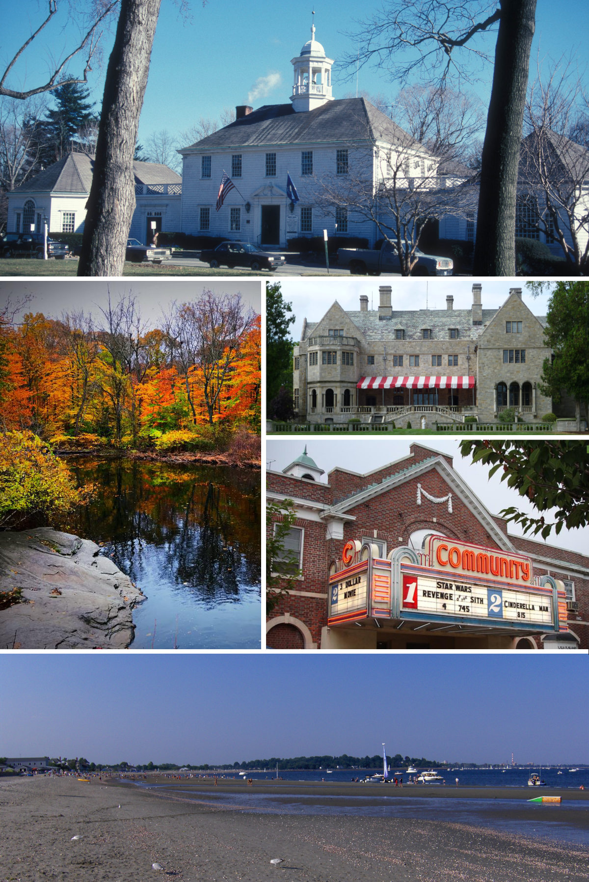 Clockwise from top: Old Town Hall, Bellarmine Hall at Fairfield…