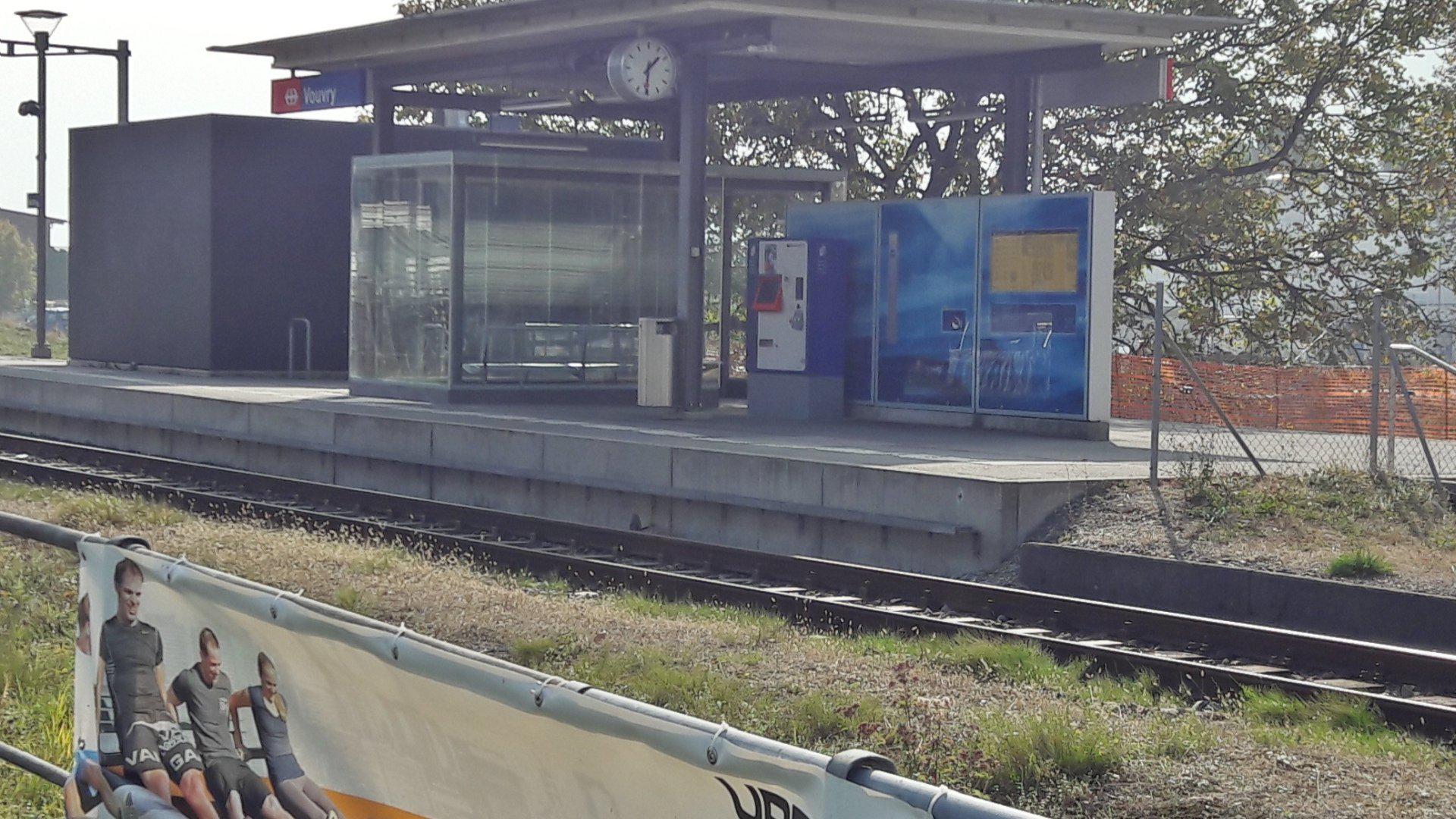 Vouvry railway station in Vouvry, Switzerland.