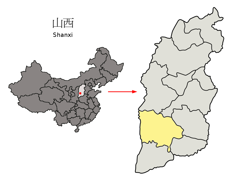 Location of Linfen Prefecture (yellow) within Shanxi Province o…