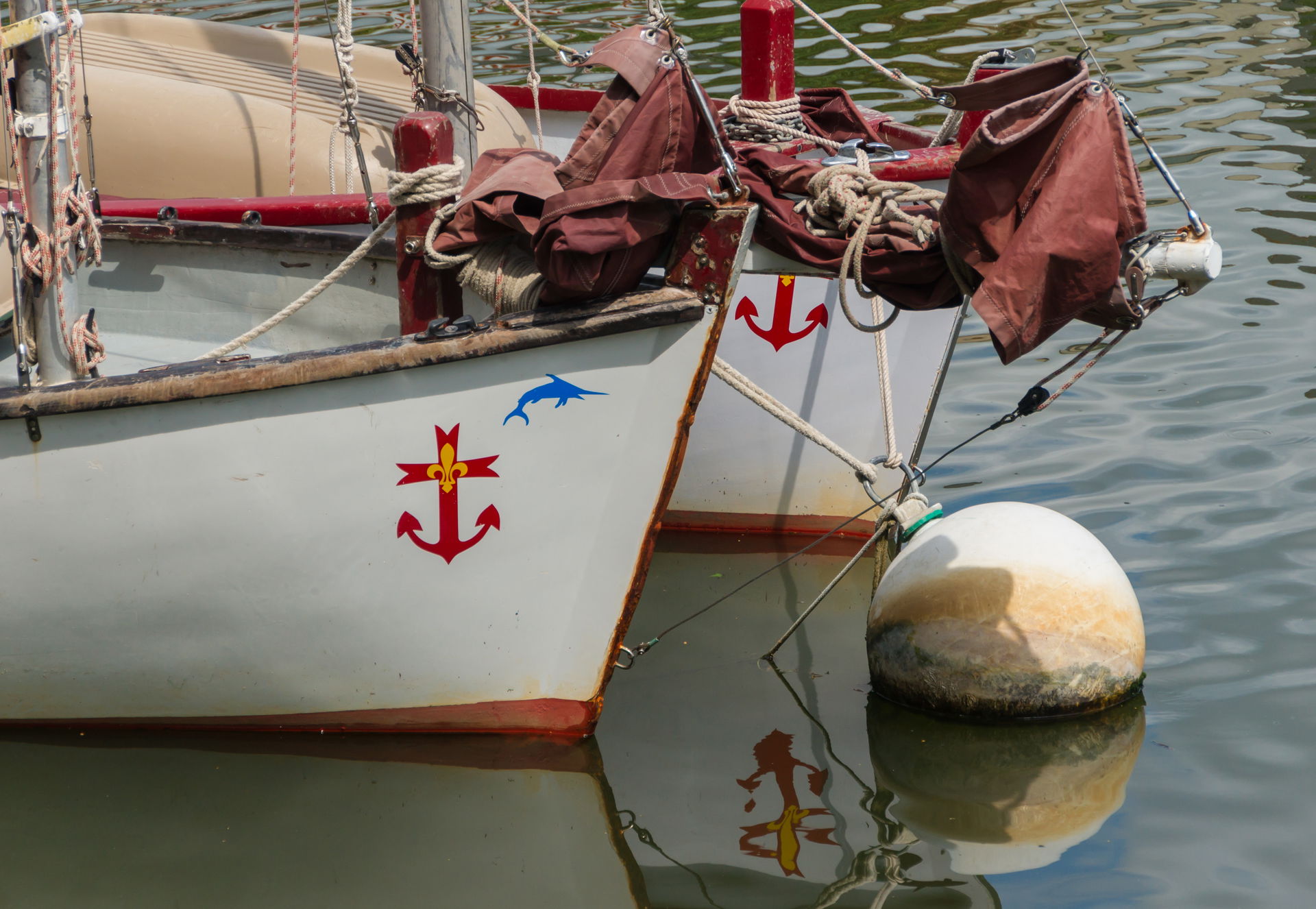 Buoy, bow of sailing boats of Sea-Scouts, La Rabine, Vannes, Mo…