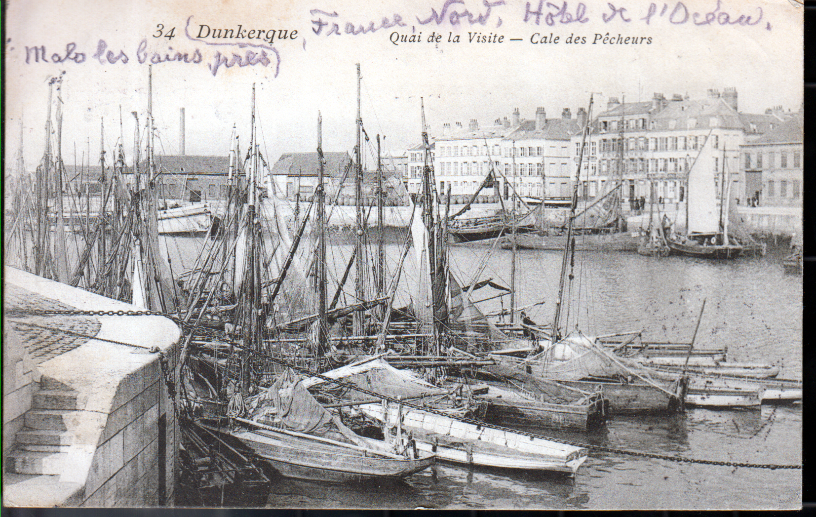 Fischerhafen von Dünkirchen - Postkarte ( 1905 )