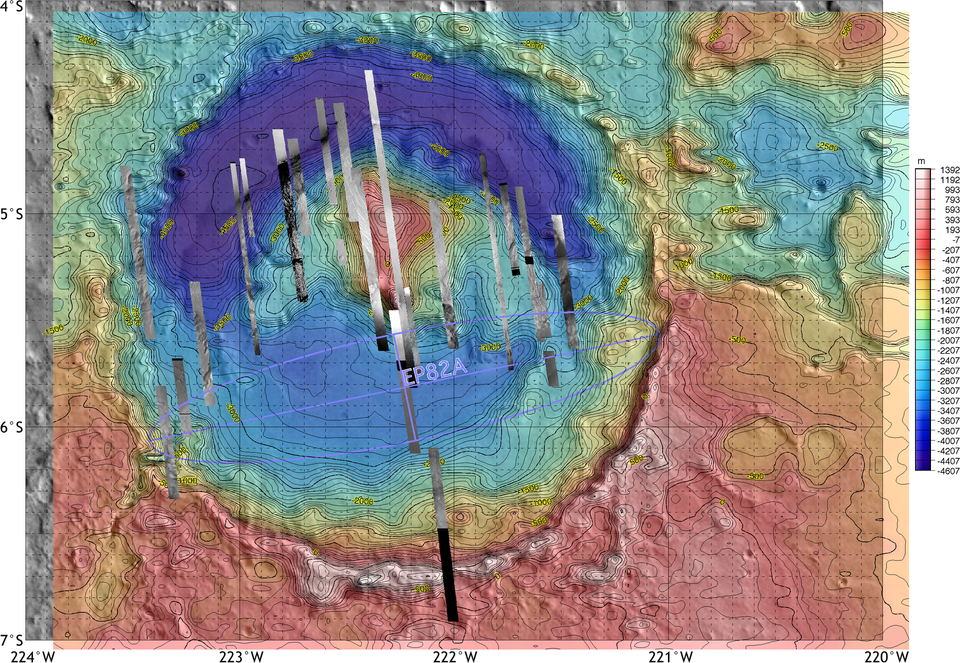Topographic map of Gale crater on Mars, with the proposed but r…