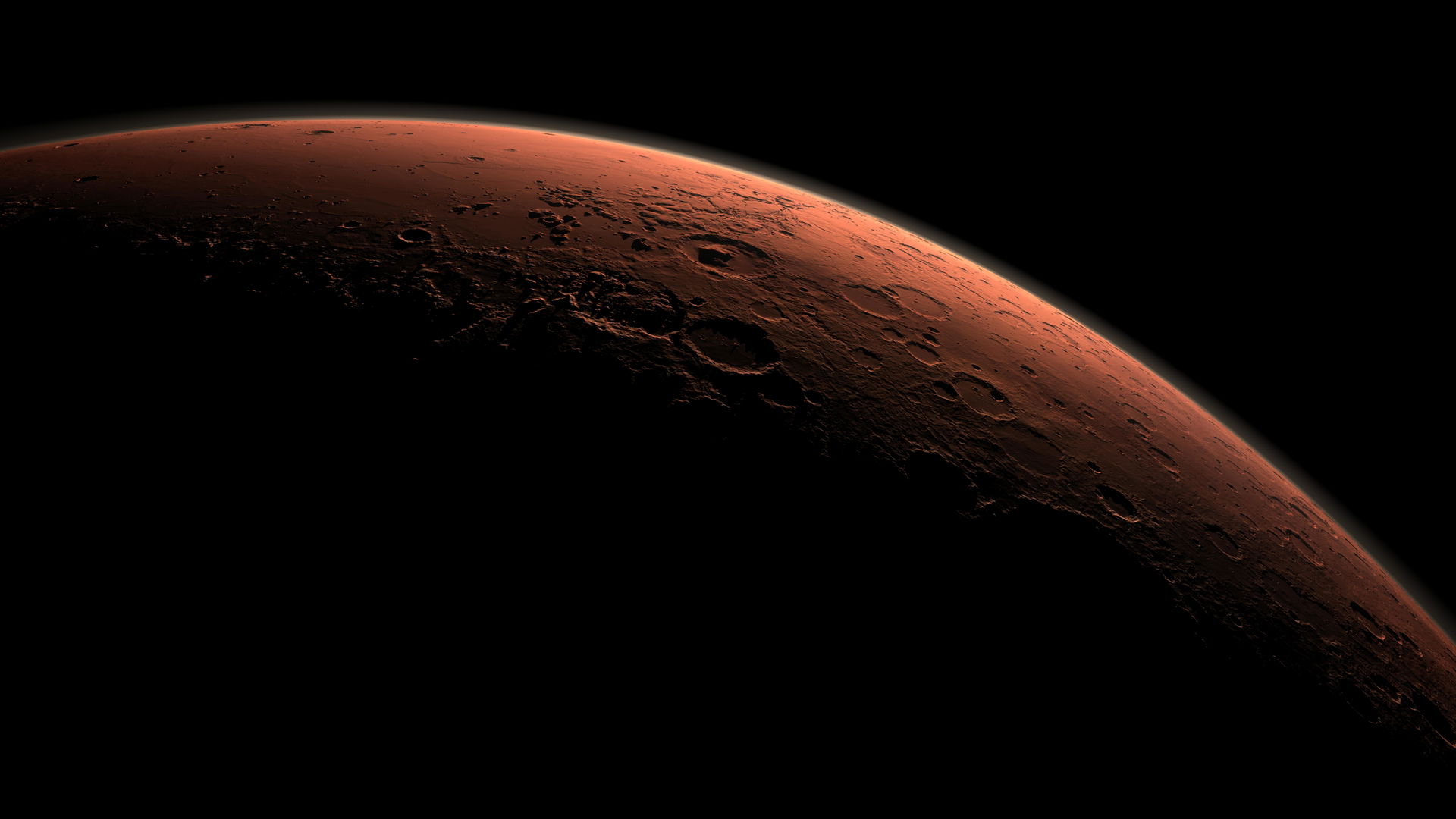 Computer generated image from MOLA data, showing daybreak on Ga…