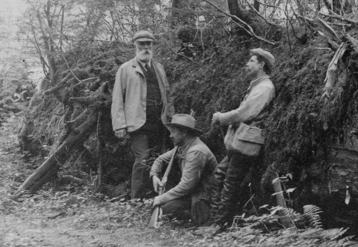 Title: D.G. Elliot, A.K. Fisher, and Robert Ridgway in woods bo…