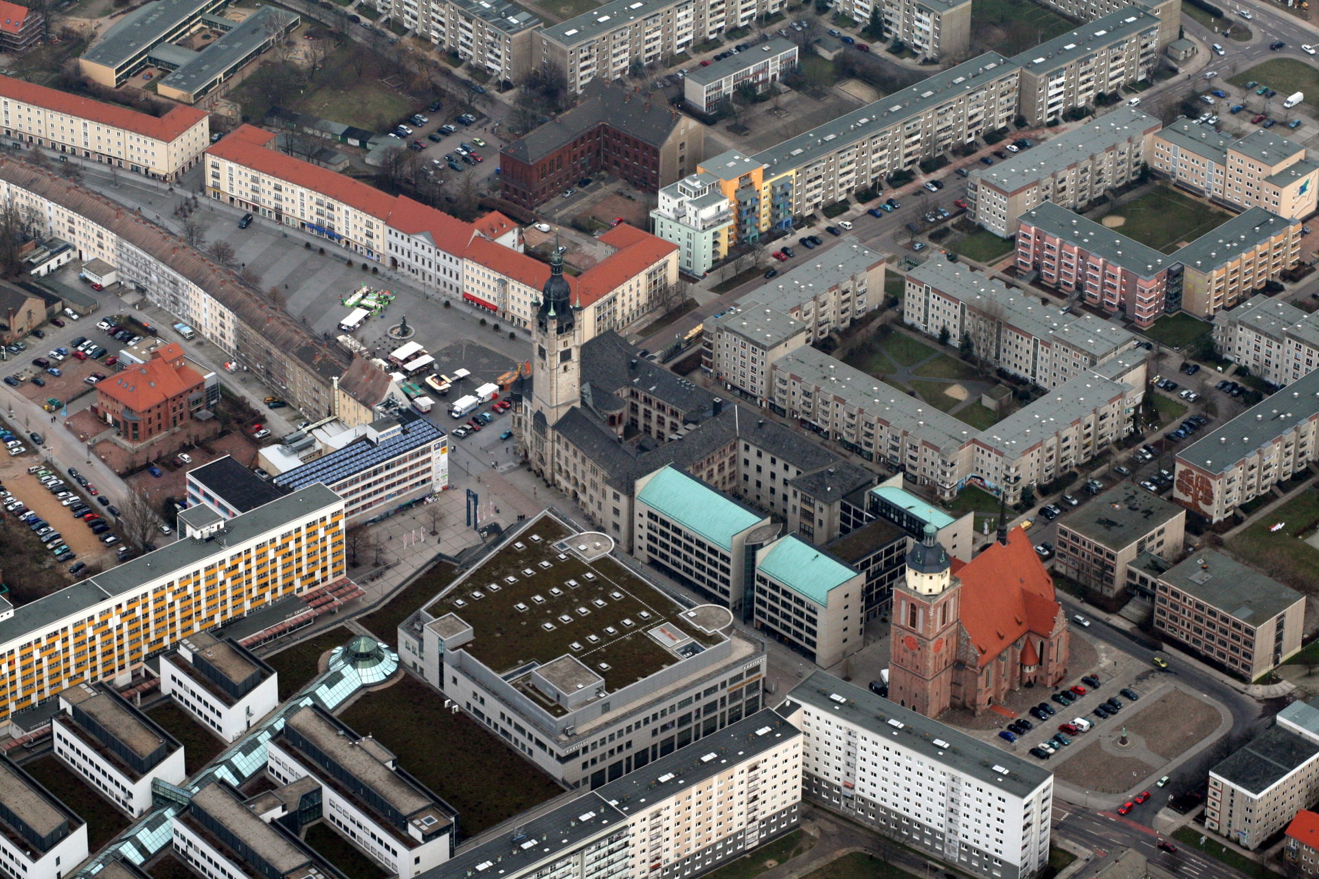 Aerial view of the townhall of Dessau