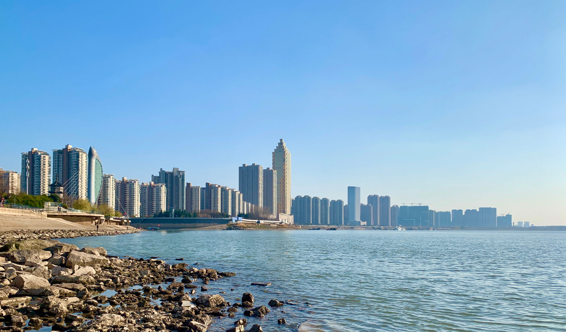 This is a photo showing the skyline of Wuhu.