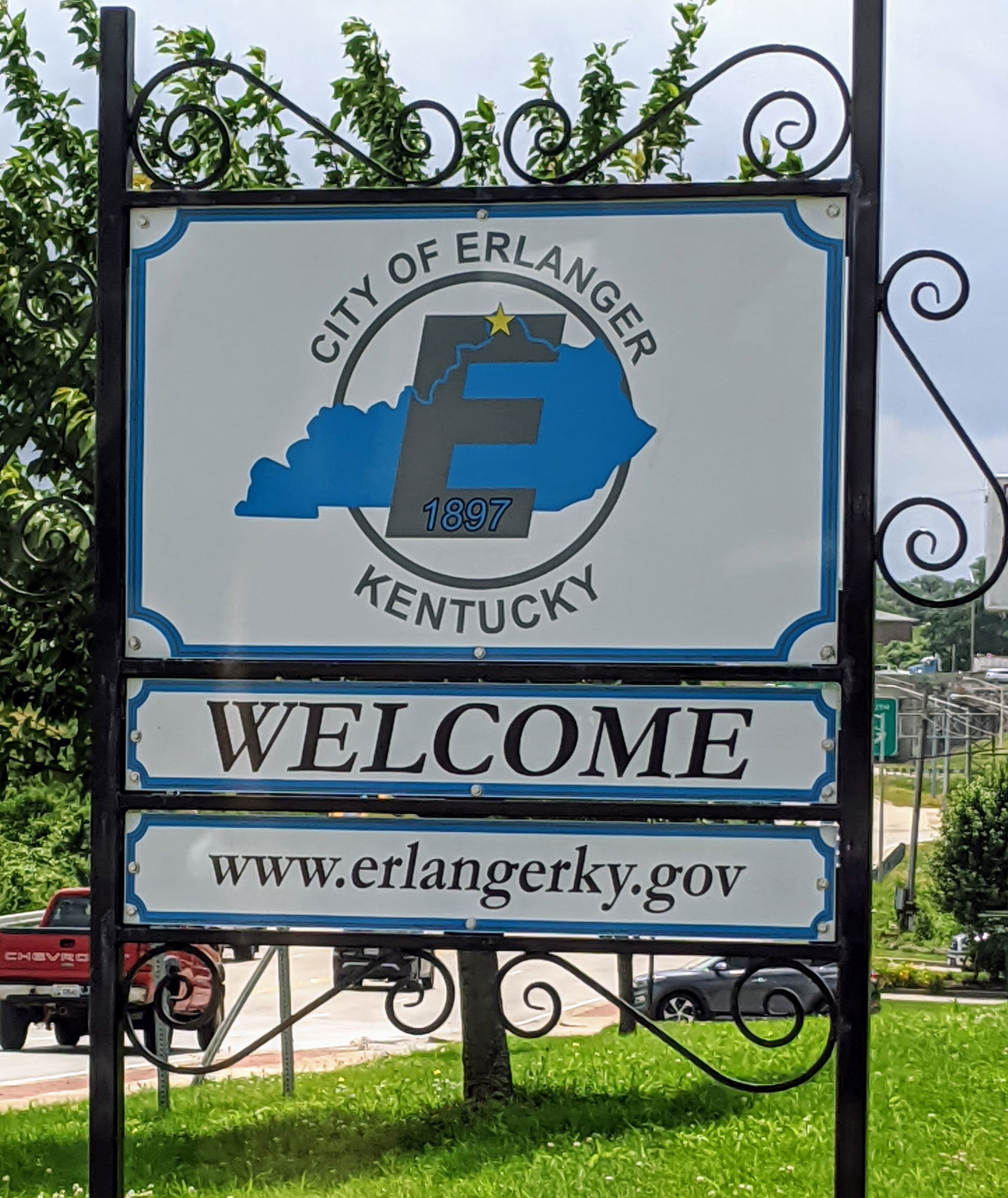 welcome sign to Erlanger, KY