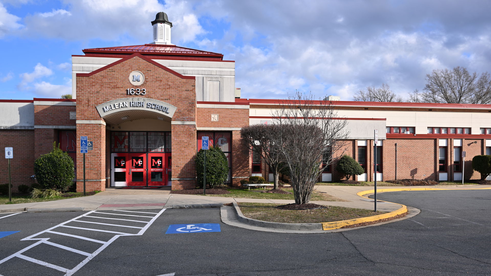 The front entrance for McLean High School, part of Fairfax Coun…