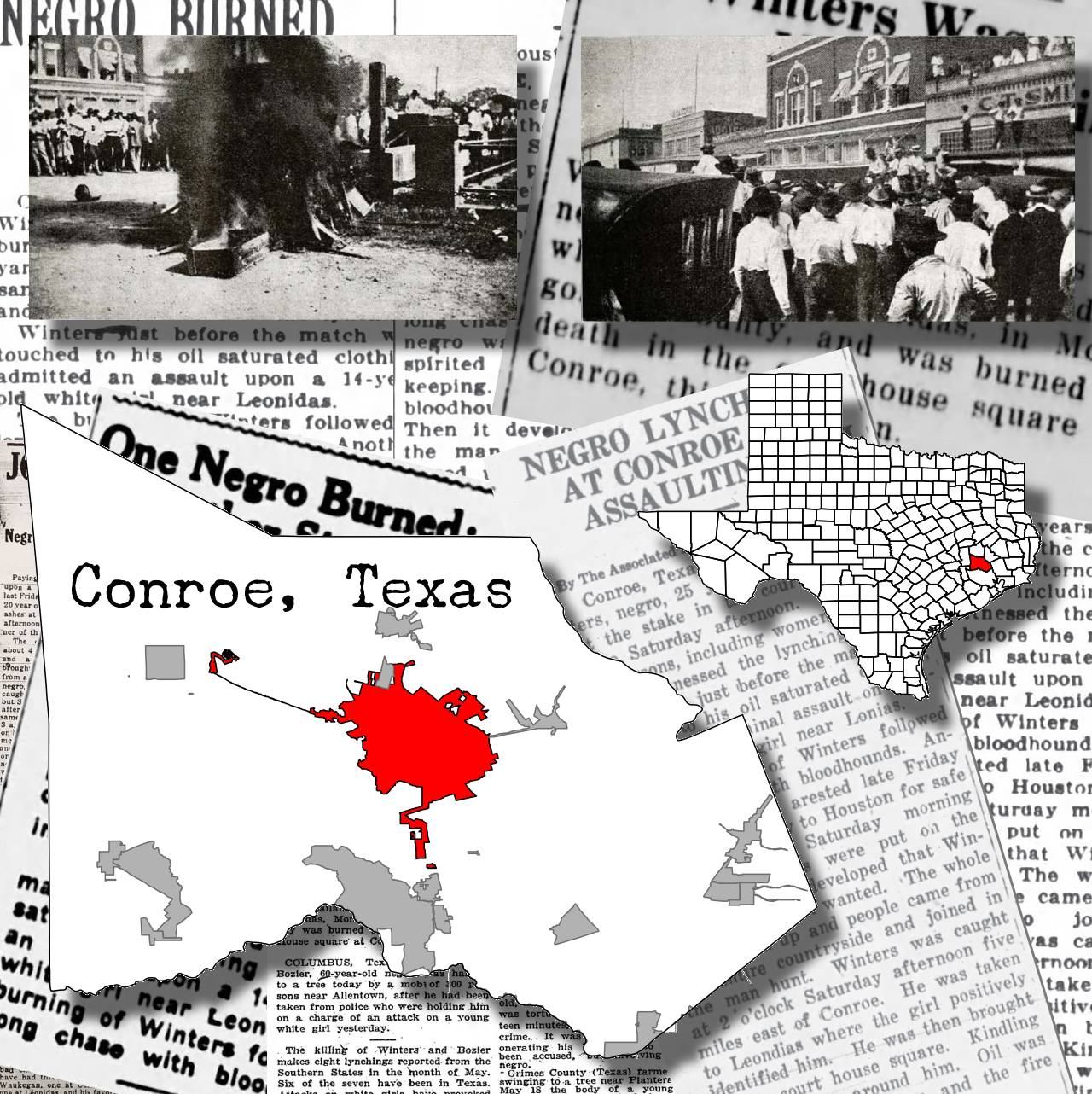 News coverage of the lynching in Conroe, Texas