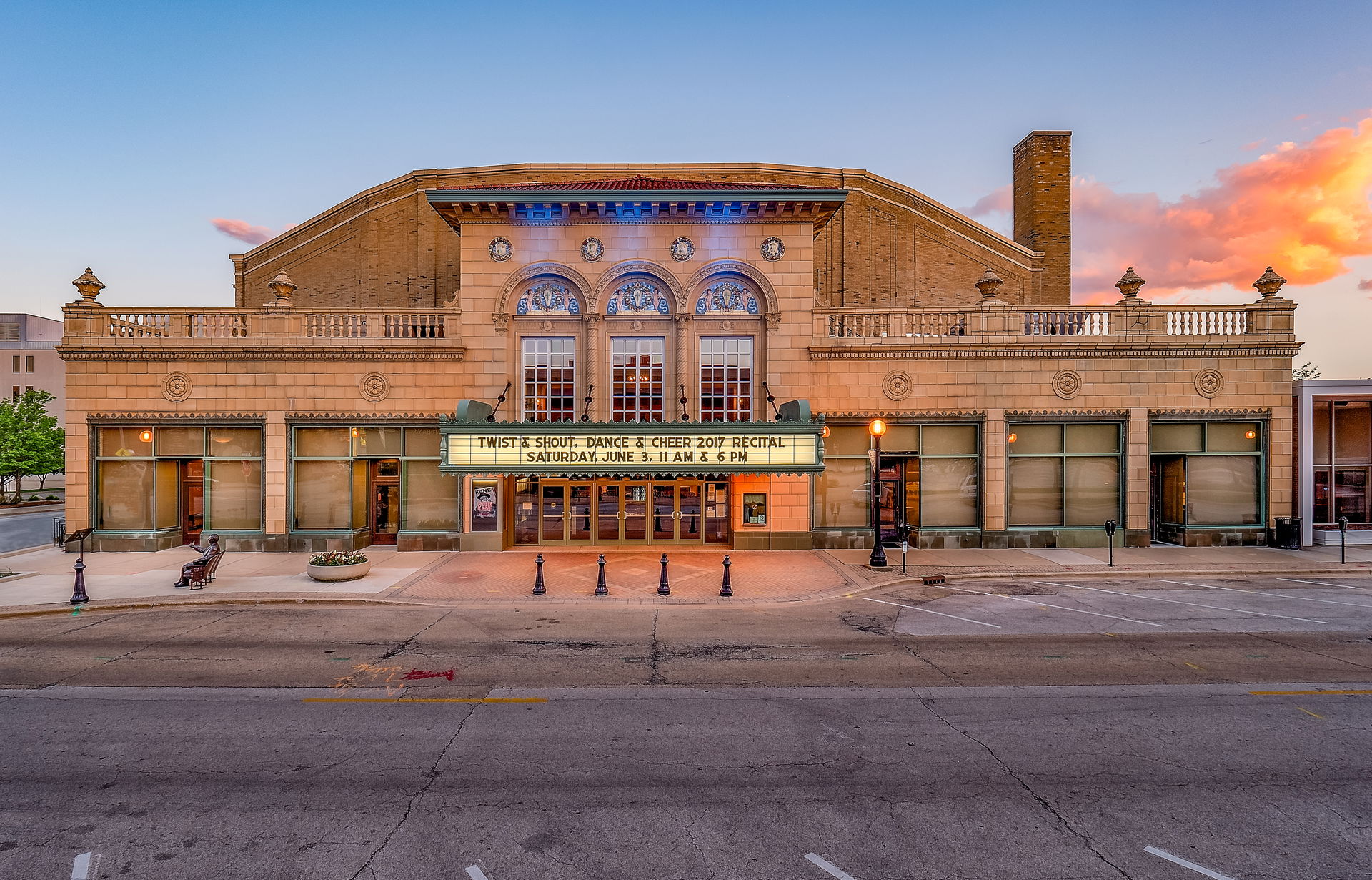 This is an exterior photo of the Virginia Theatre in Champaign …