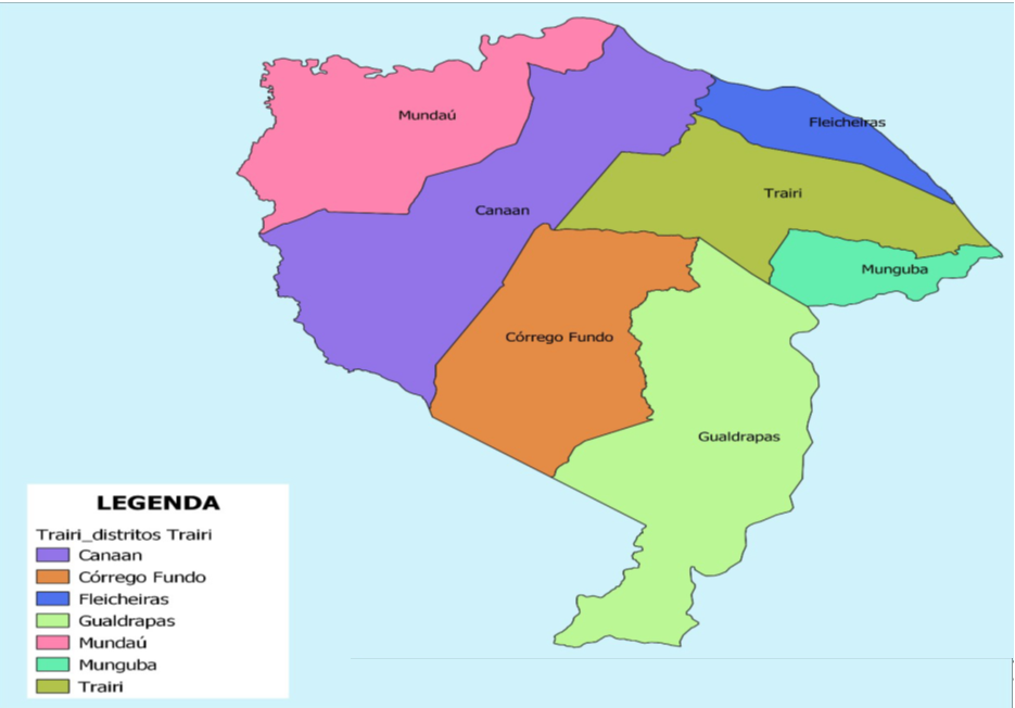 MAPA DISTRITOS DE TRAIRI-CEARÁ