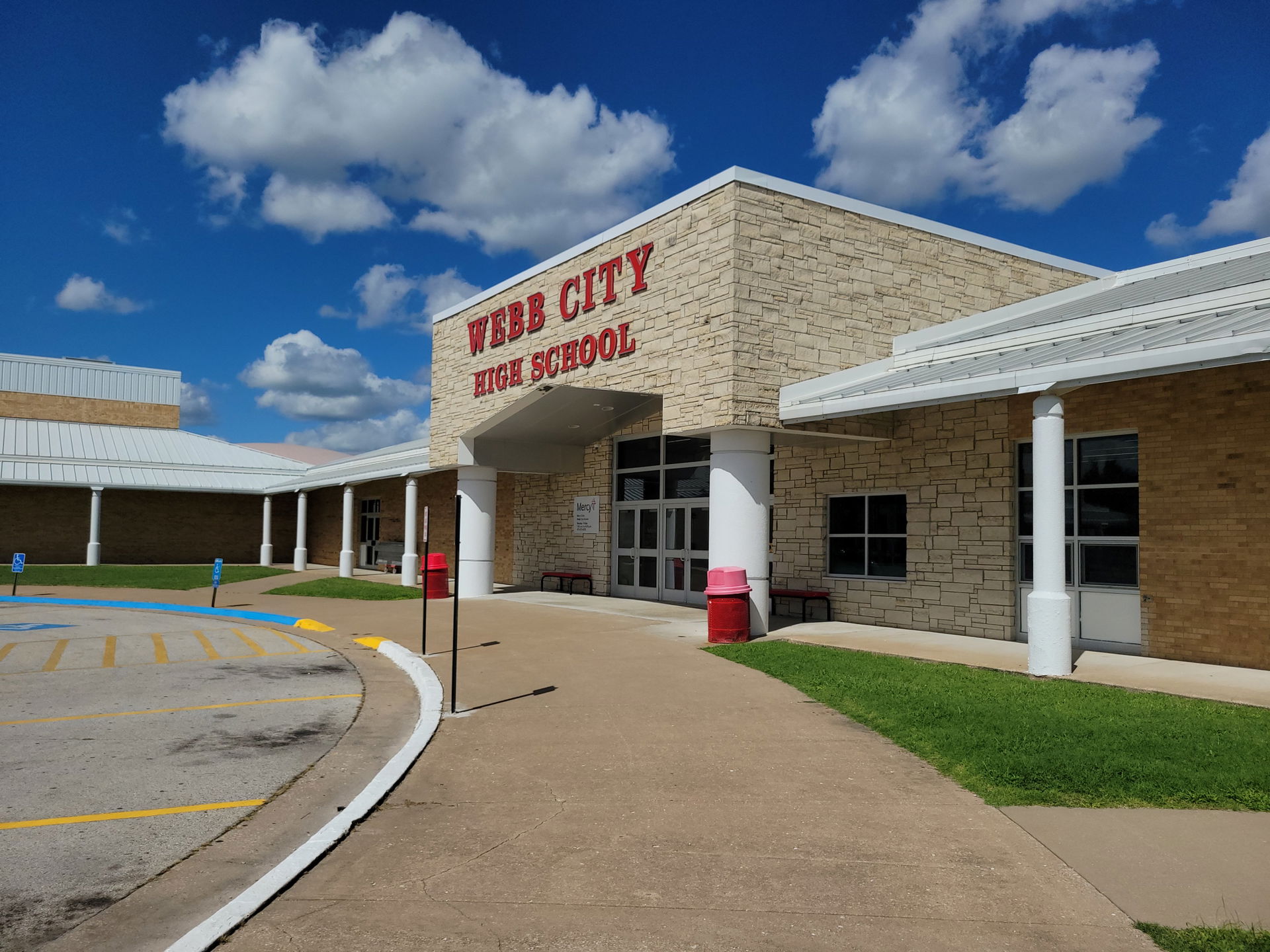 The main entrance of the campus of Webb City High School, a pub…