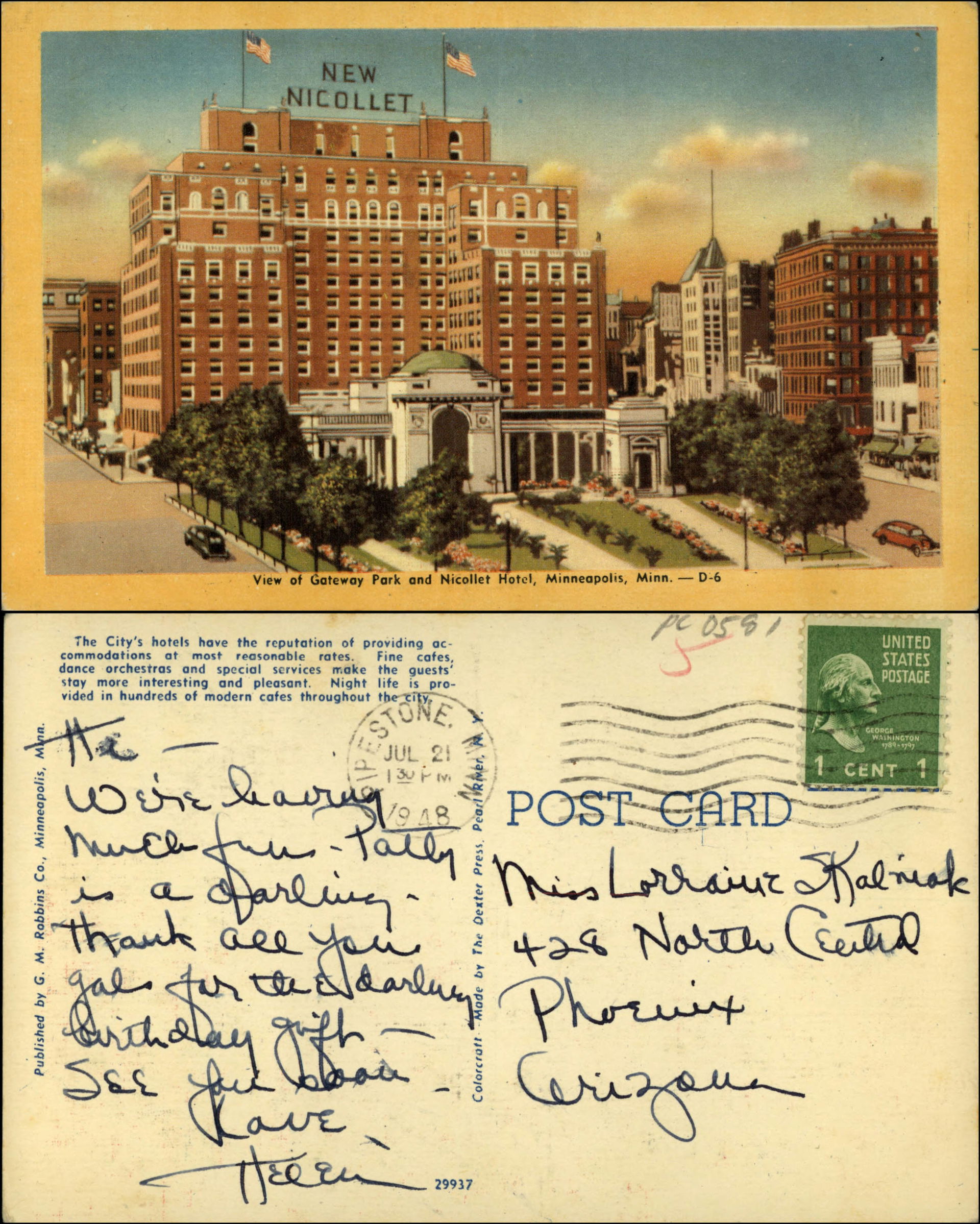 Printed on back: The City's hotels have the reputation of provi…
