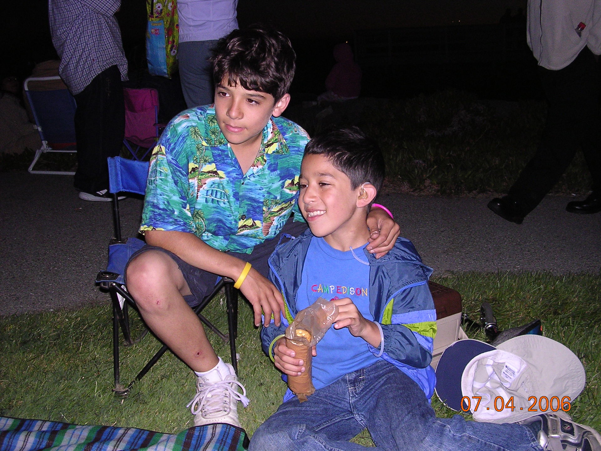 The boys waiting for the fireworks to start
