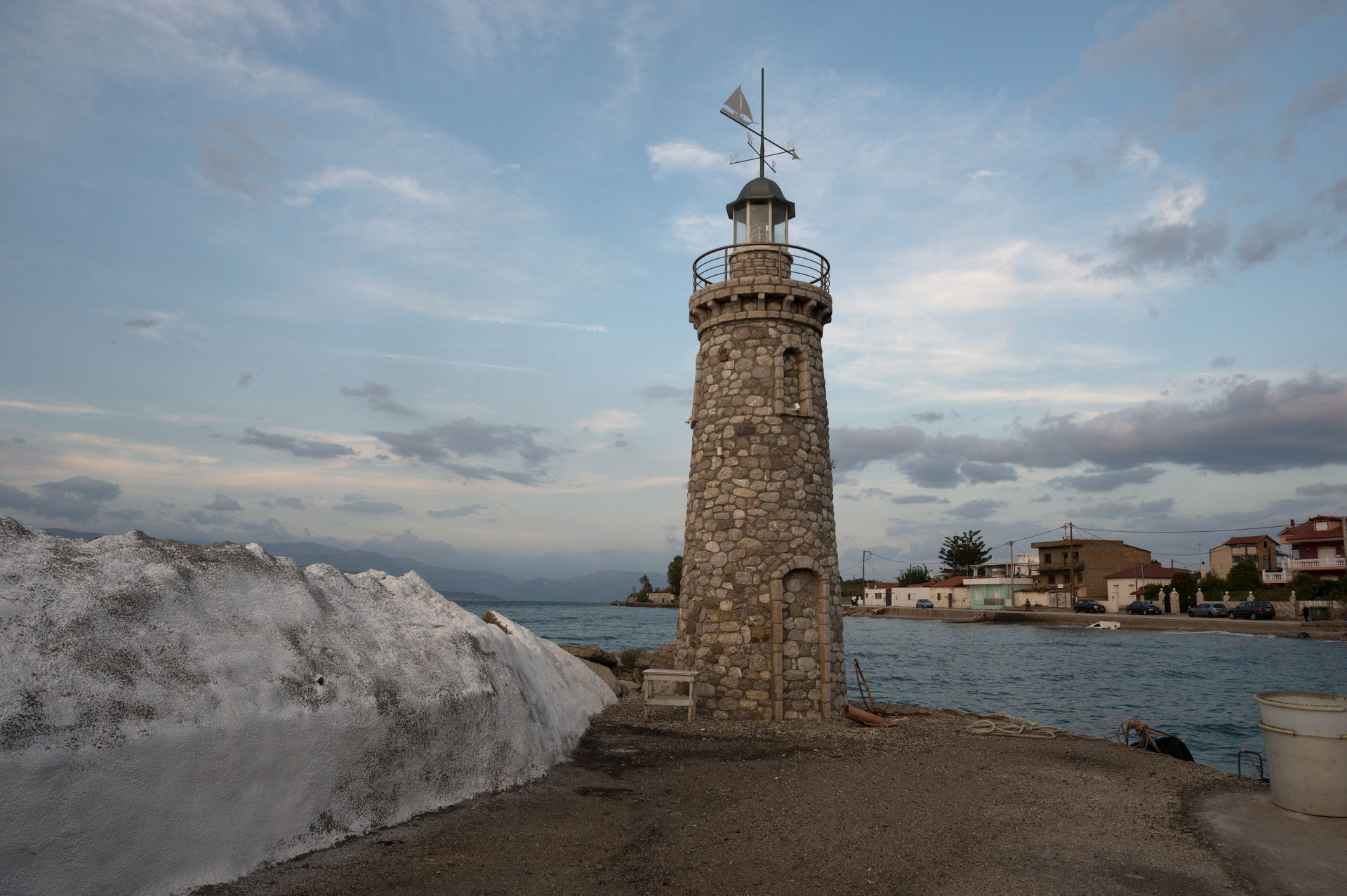 Aigio, lighthouse at the small port.