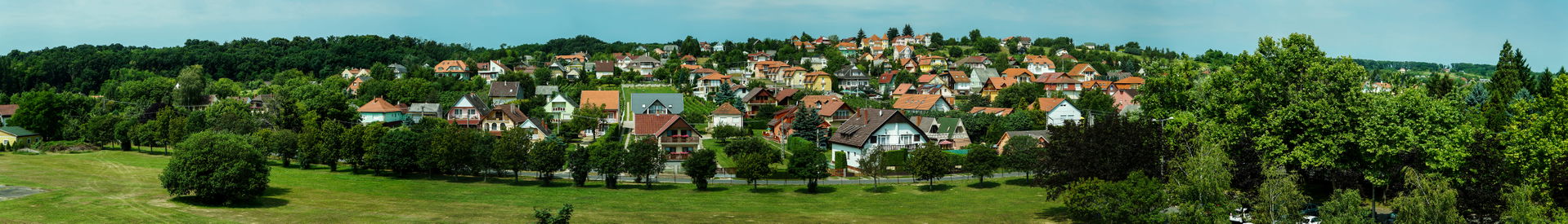 Panorama shot of the town of Zalakaros, Zala, Hungary.