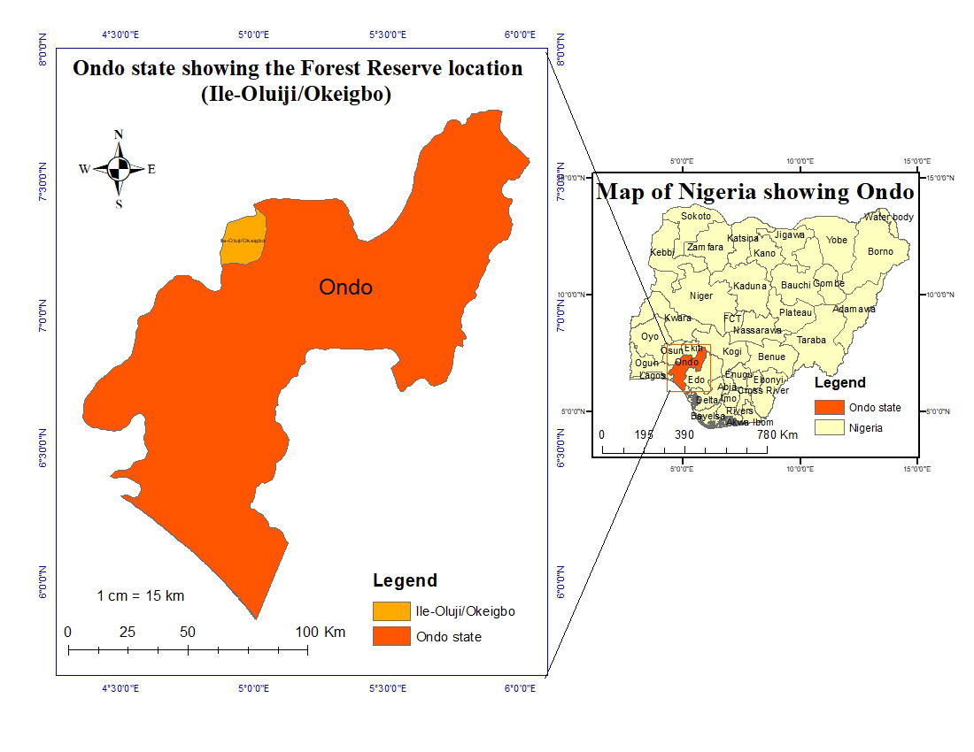 Map of Nigeria showing ONdo state