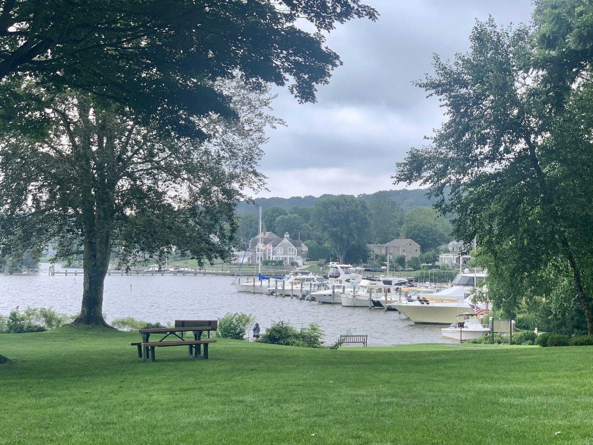 This image displays the waterfront of Essex Park in the foregro…