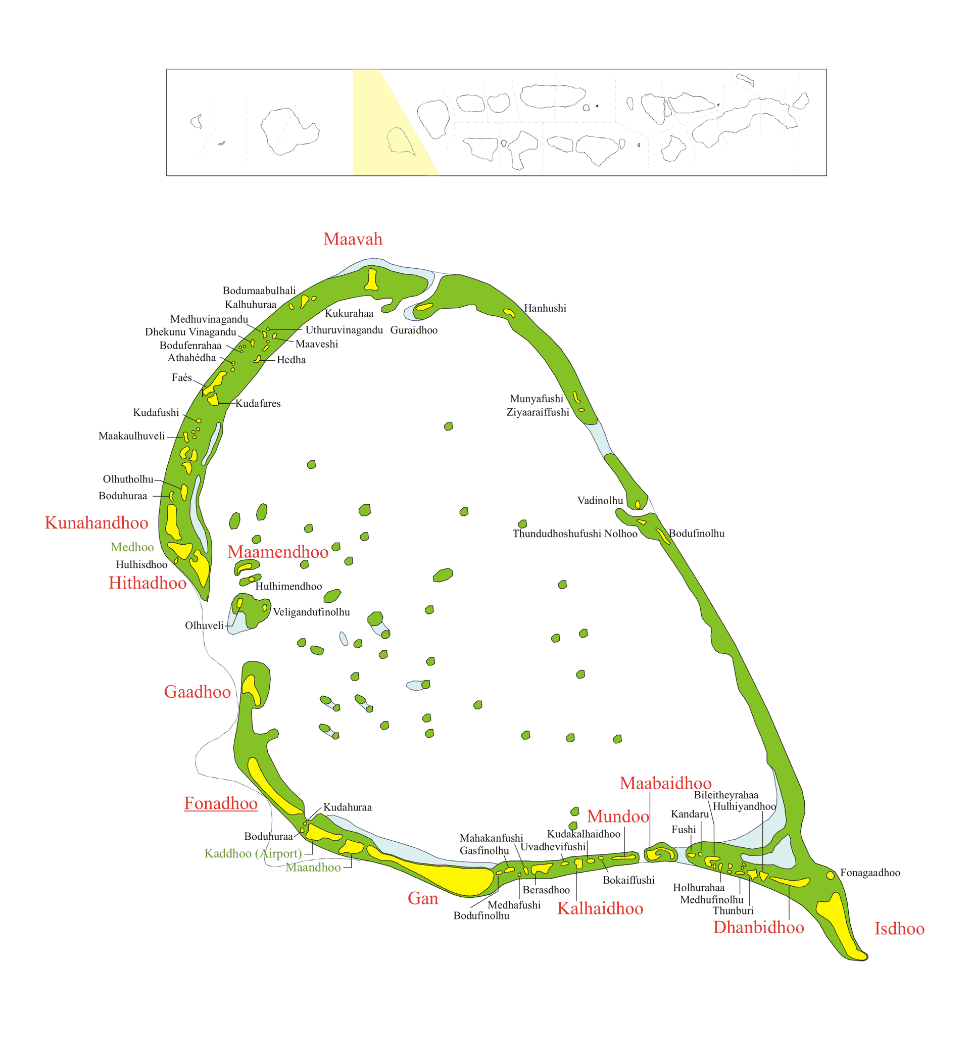 Map of w:Laamu Atoll, also en:Haddhunmathi Atoll