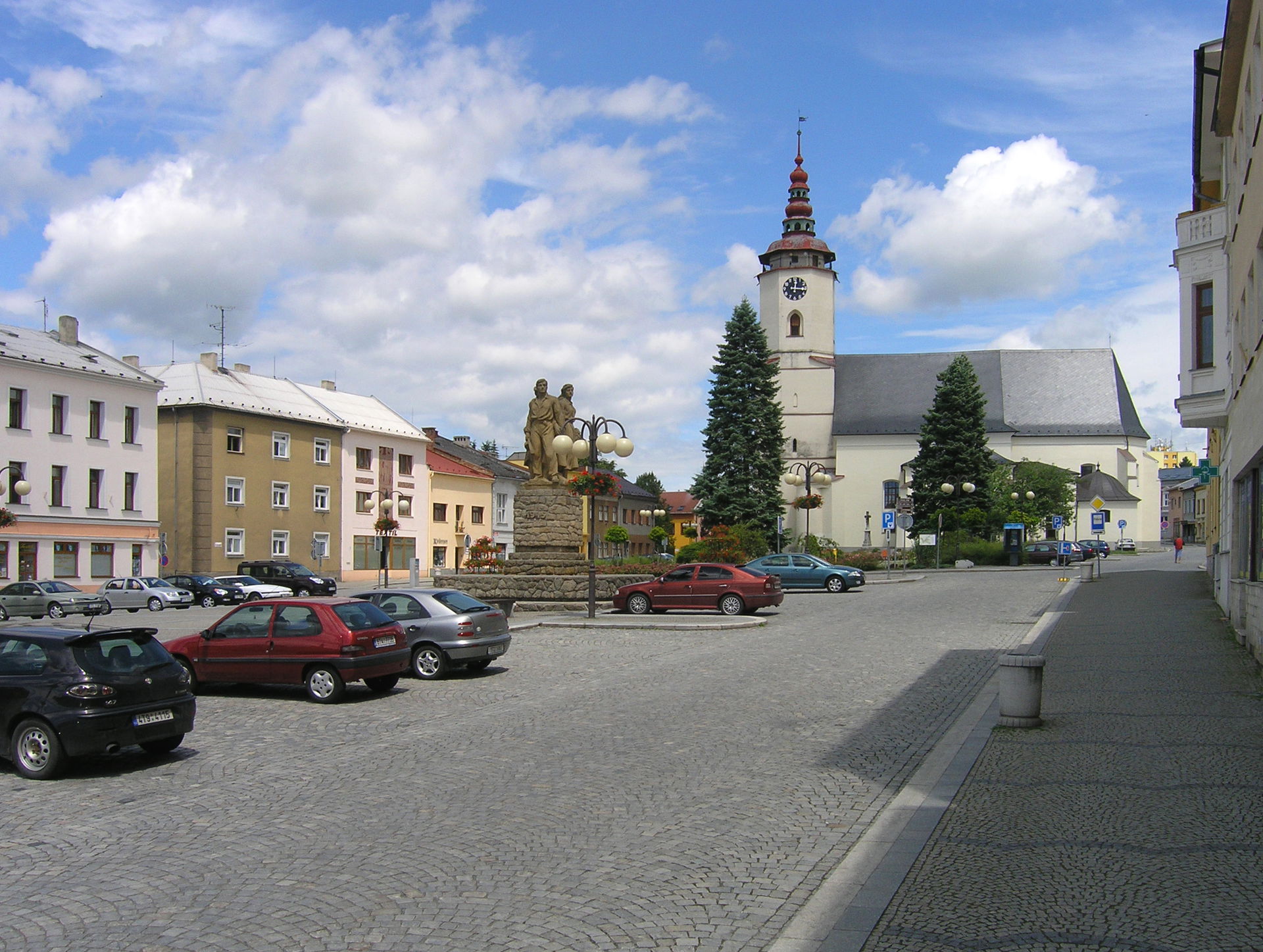Slezské square in Bílovec, Czech Republic