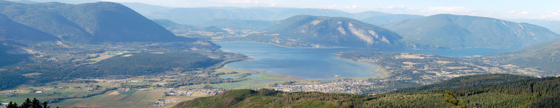 A panorama taken from Mount Ida overlooking Salmon Arm, BC