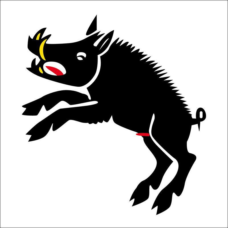 Drapeau de la ville de Porrentruy. Représente un sanglier, symb…
