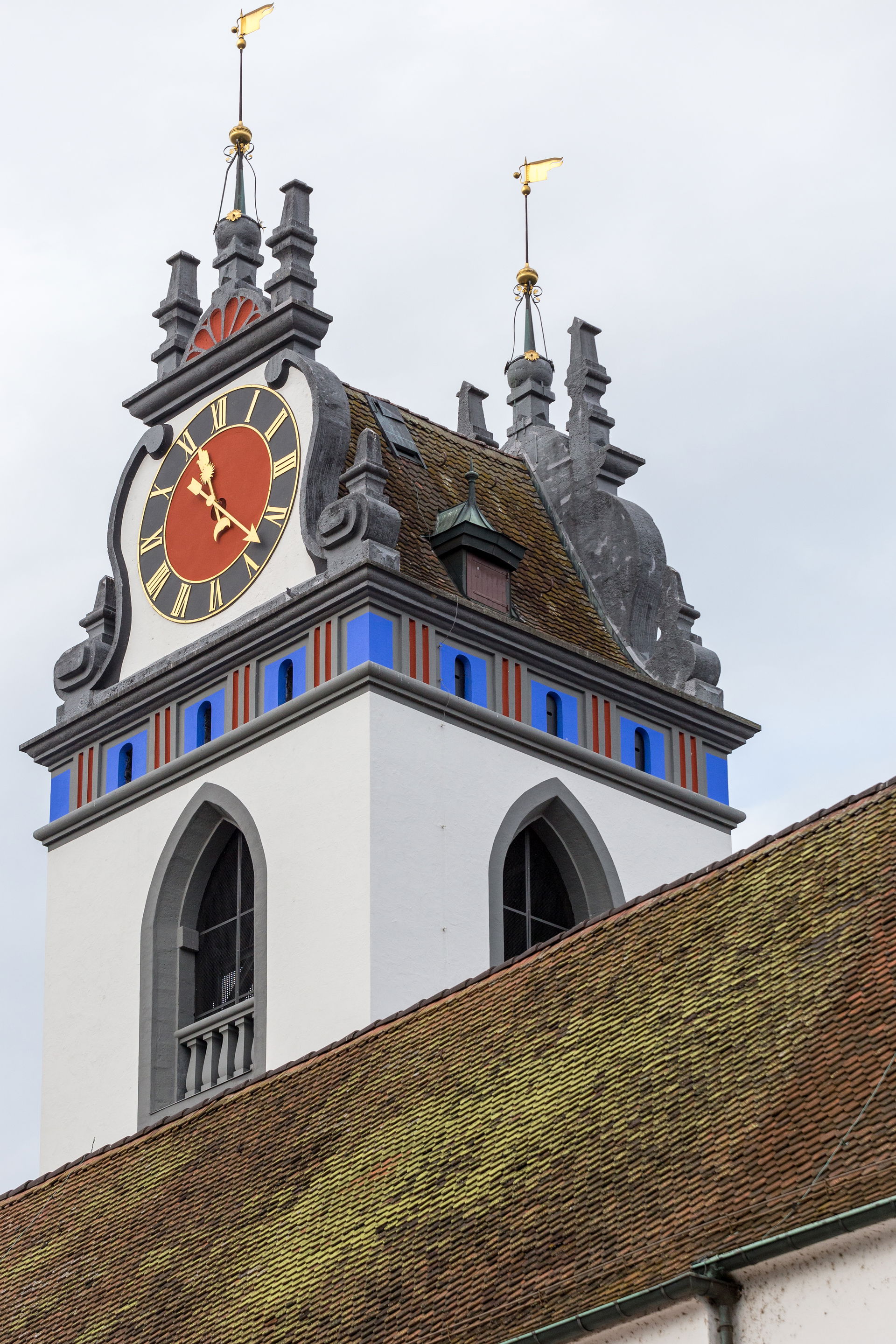 Bell tower of the Aarau town church, Switzerland.