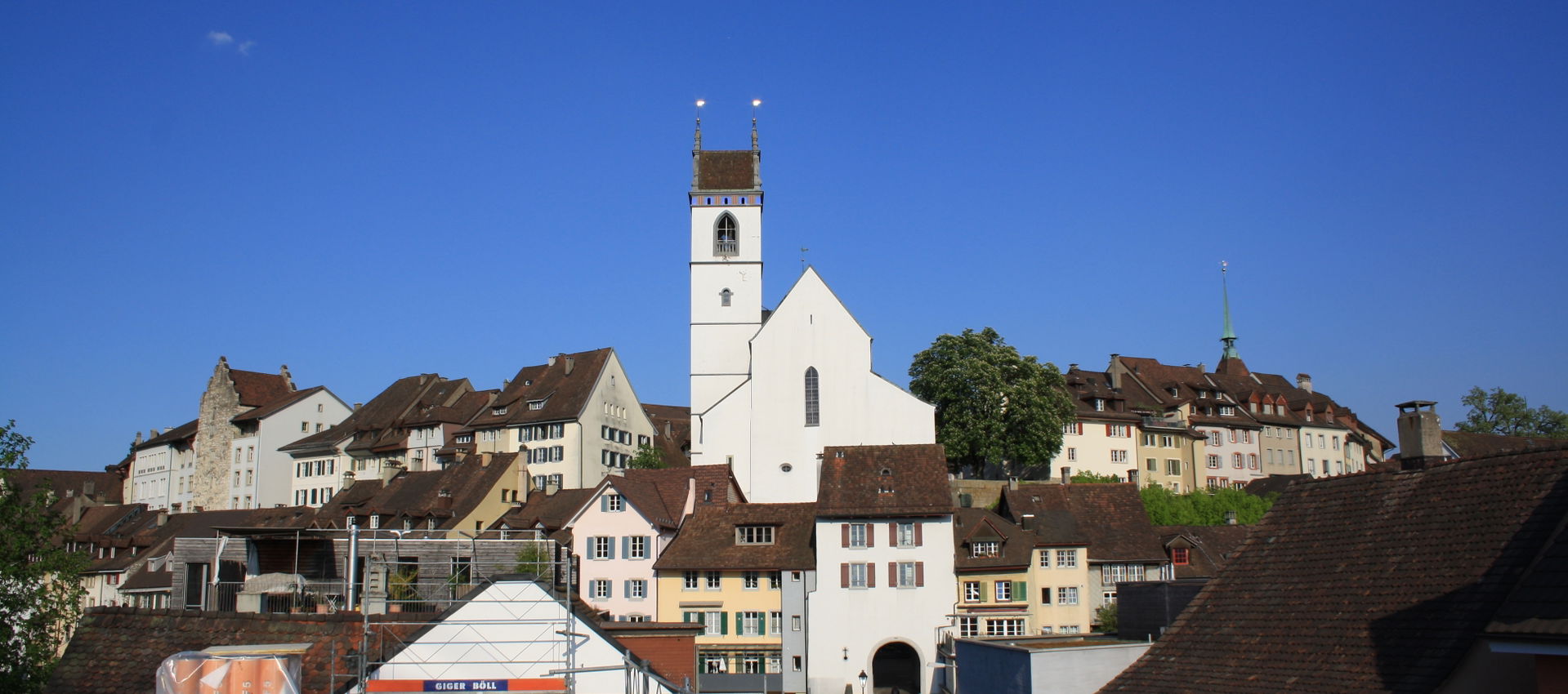 Altstadt von Aarau mit der Stadtkirche