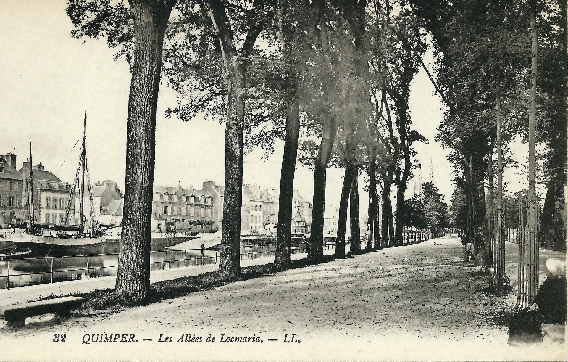 De haven van Quimper uit een briefkaart.