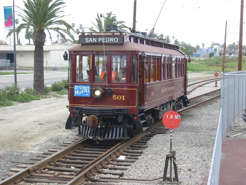 Replica Pacific Electric Car 501 in San Pedro