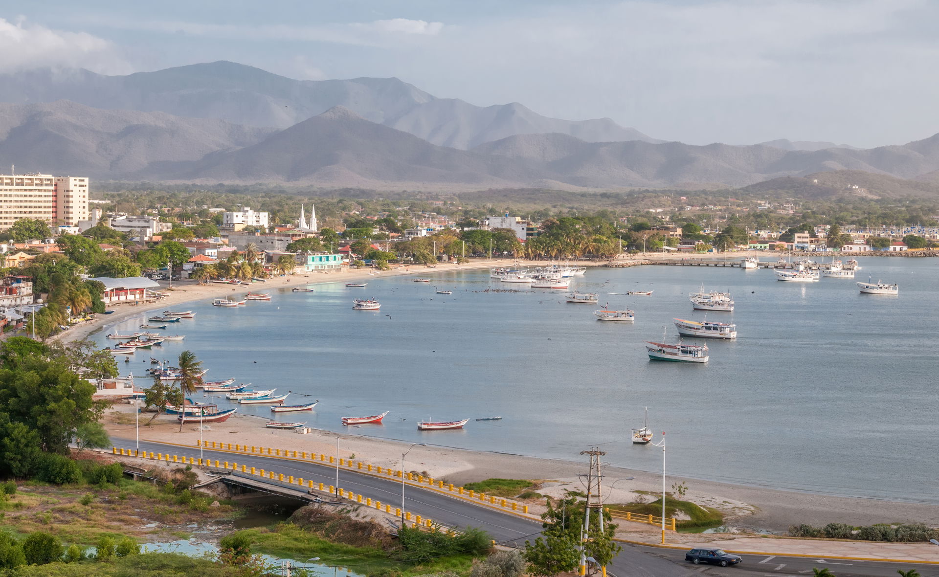 Panoramic view of Juan Griego bay from Fort La Galera. Juan Gri…