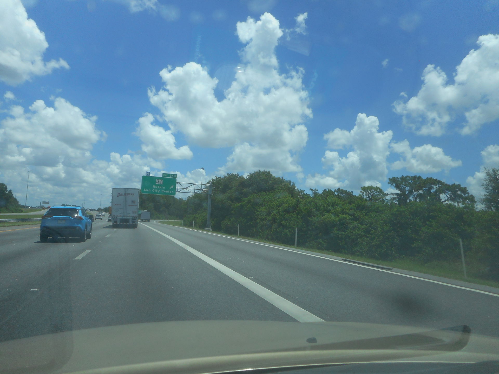 Northbound along Interstate 75 as it approaches a sign telling …