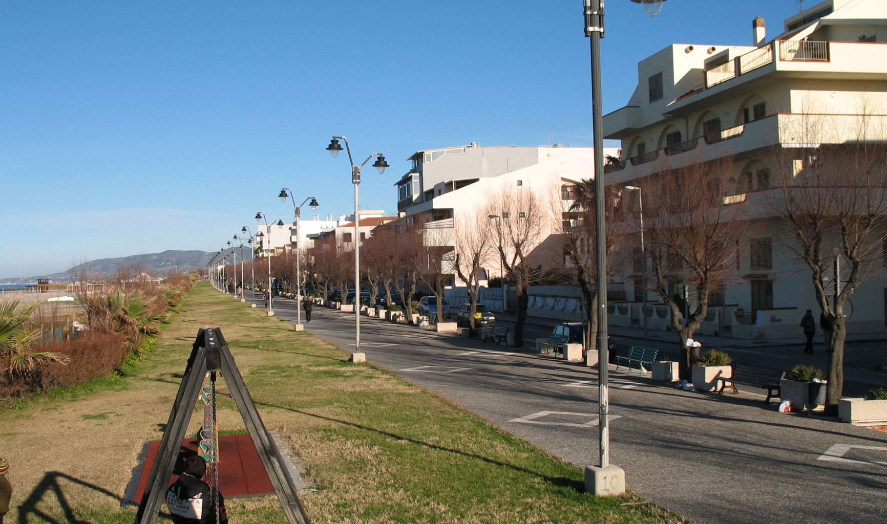 Waterfront of Venetico Marina in winter.