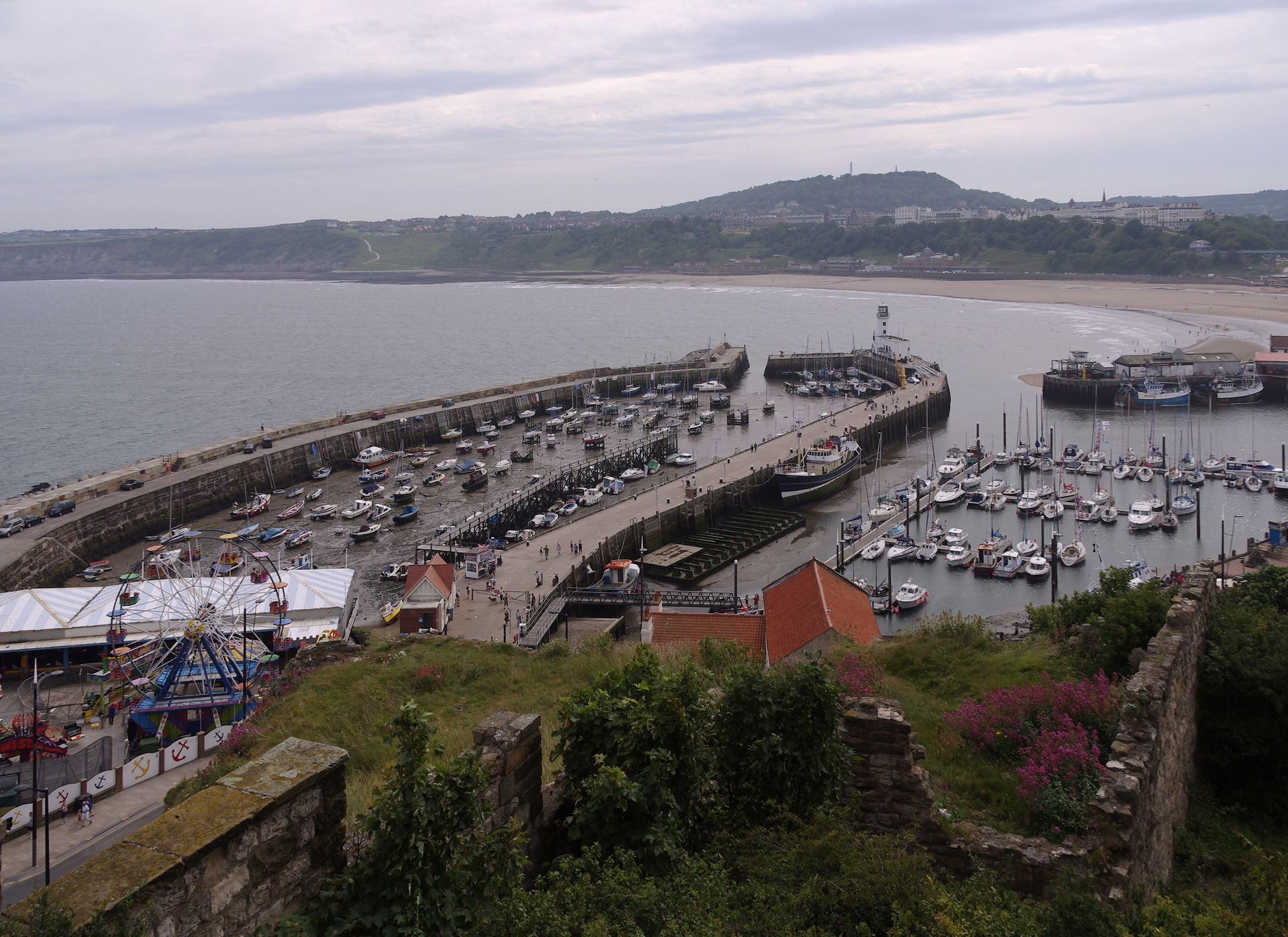 Scarborough harbour viewed from the castle.