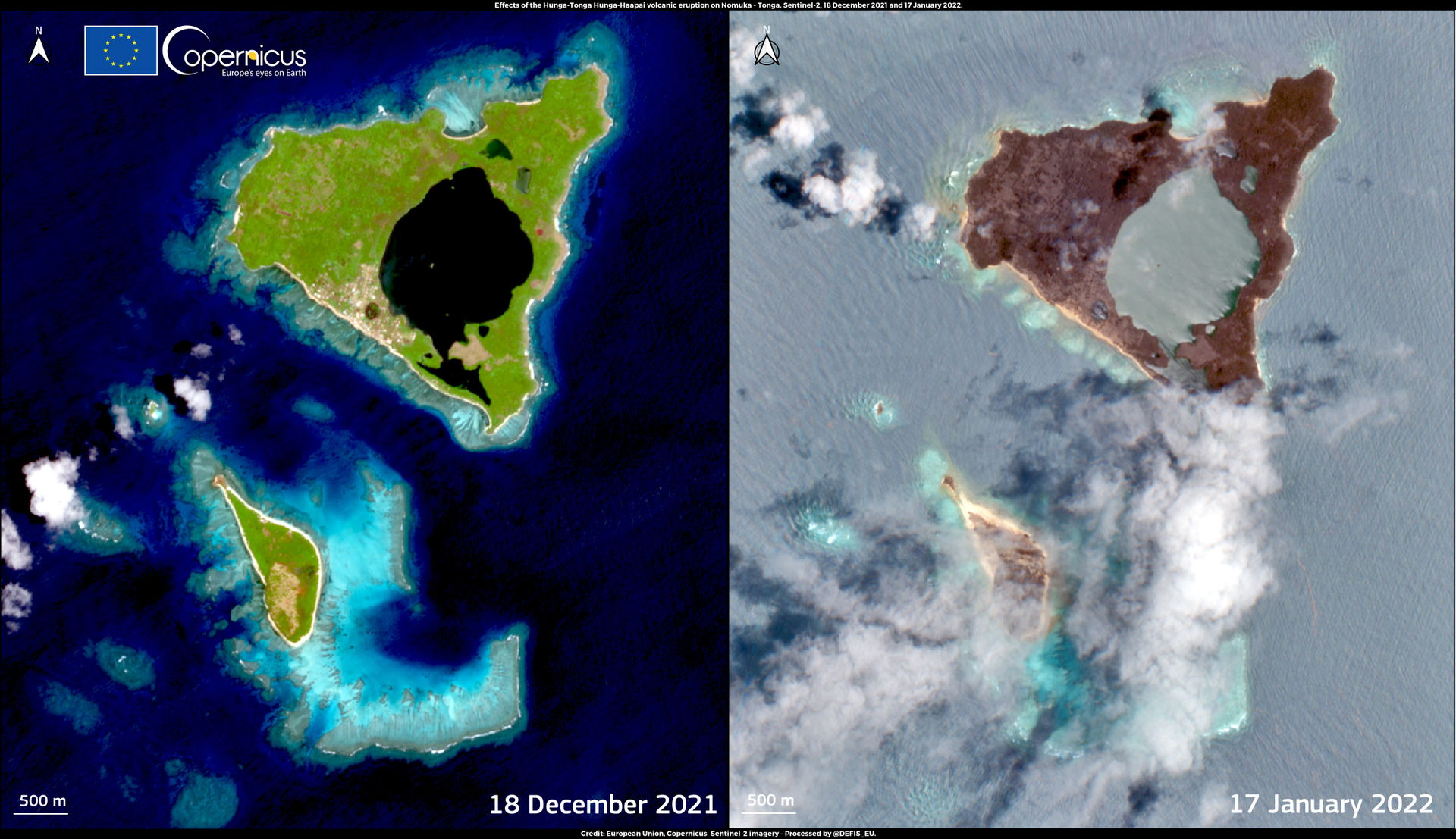 Three days after the disastrous eruption of the Hunga-Tonga Hun…