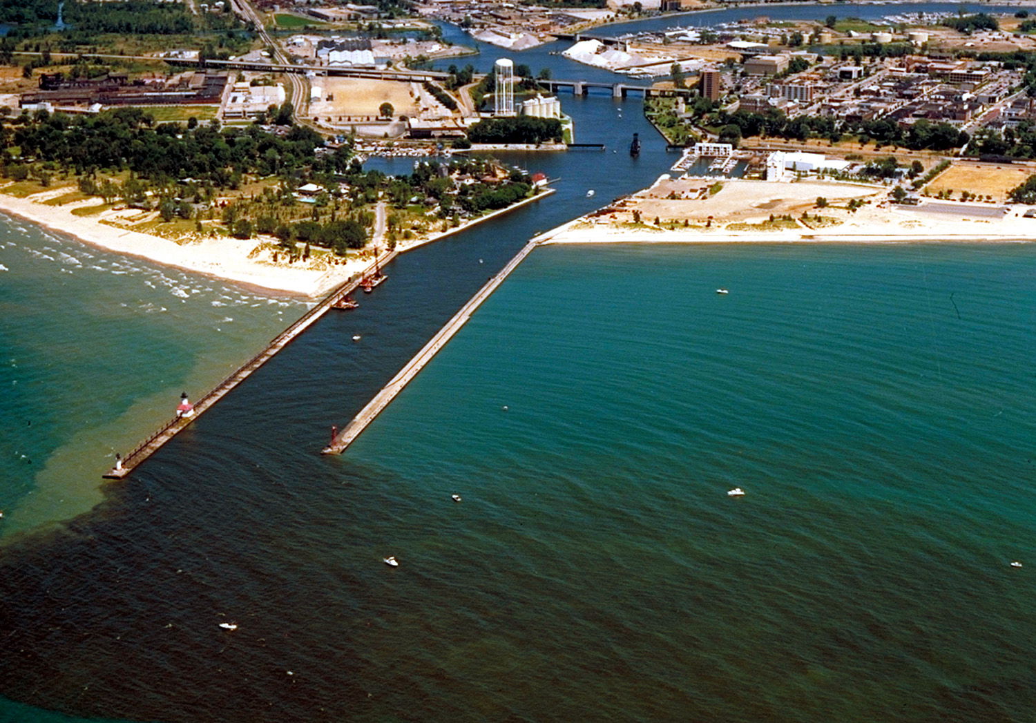The shore and river outlet at St. Joseph, Michigan, USA. The St…