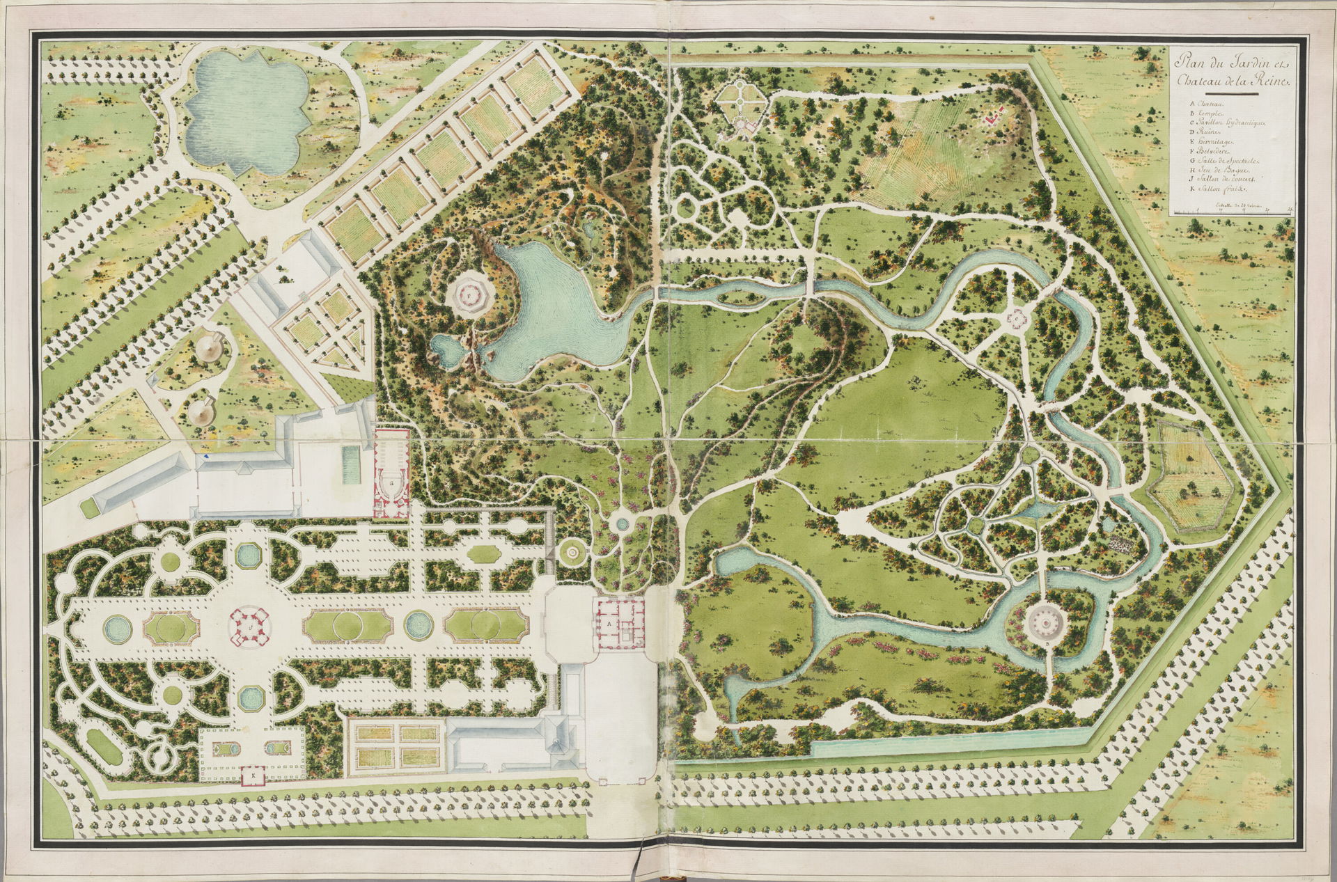 Plan of the Petit Trianon and the surrounding park, part of the…