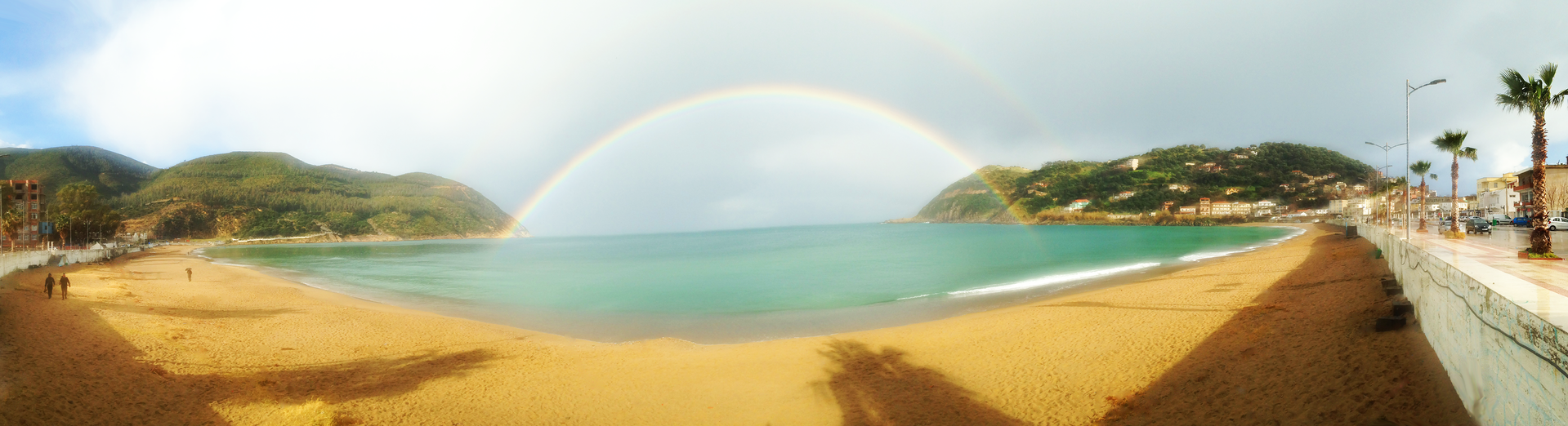 After a heavy rain in Collo in Algeria, a DOUBLE RAINBOW is for…