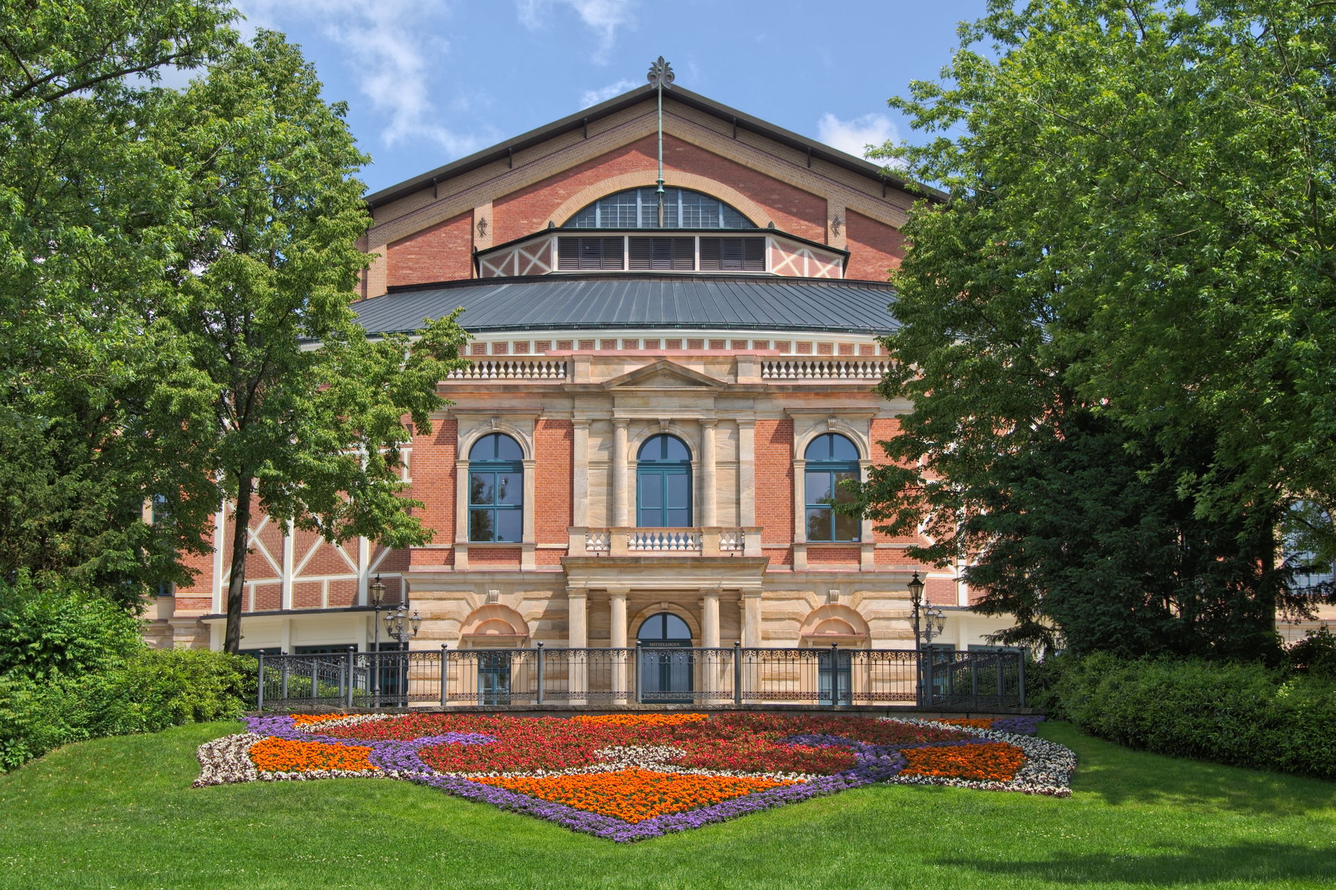 Southern front of the Bayreuth Festival Theatre (Festspielhaus)…