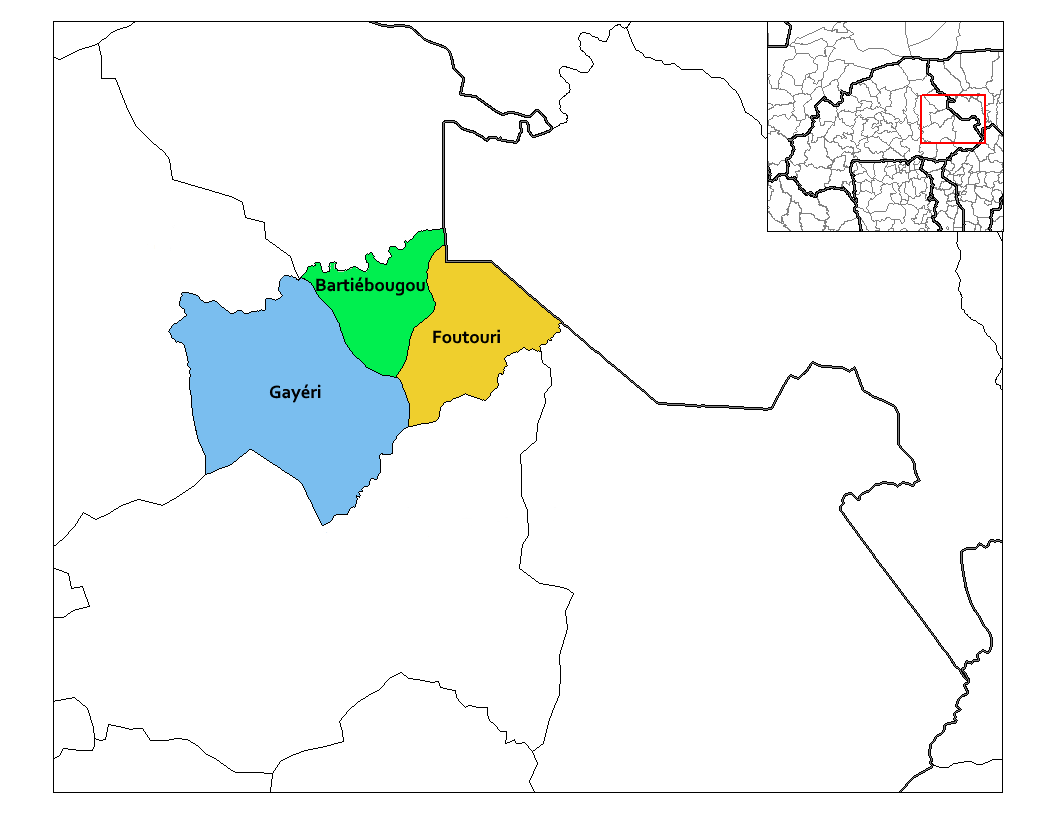 Map of the Komondjari Province (capital : Gayéri department) in…