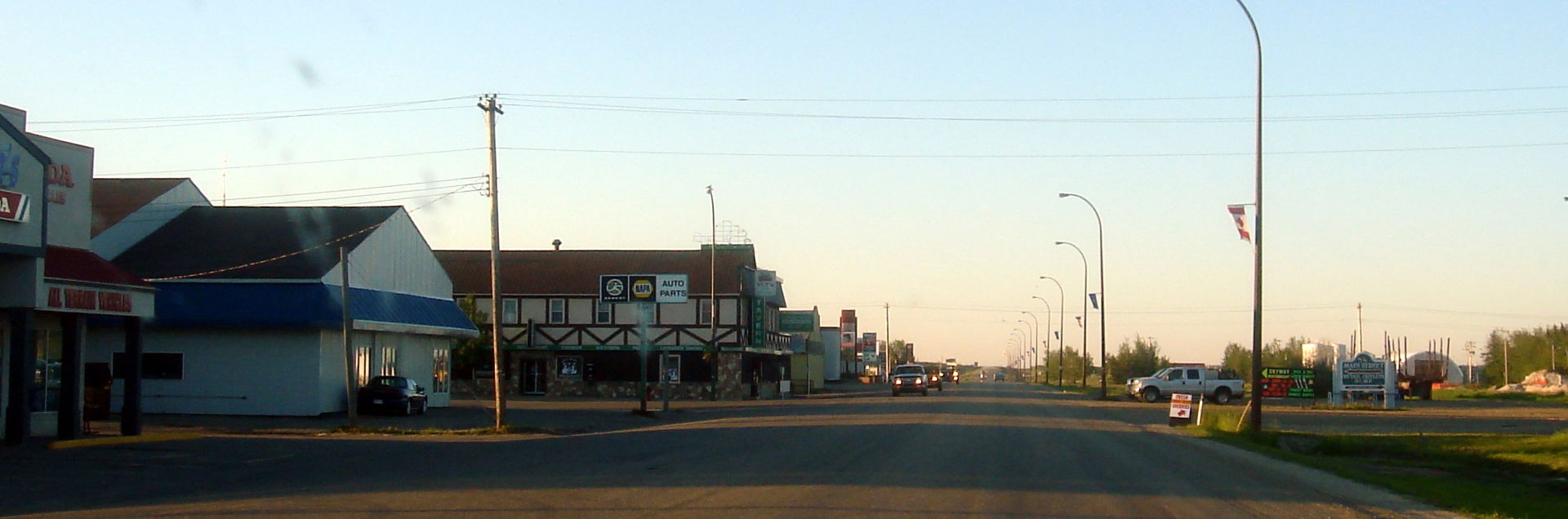 Highway 43 passing through Beaverlodge, Alberta, Canada