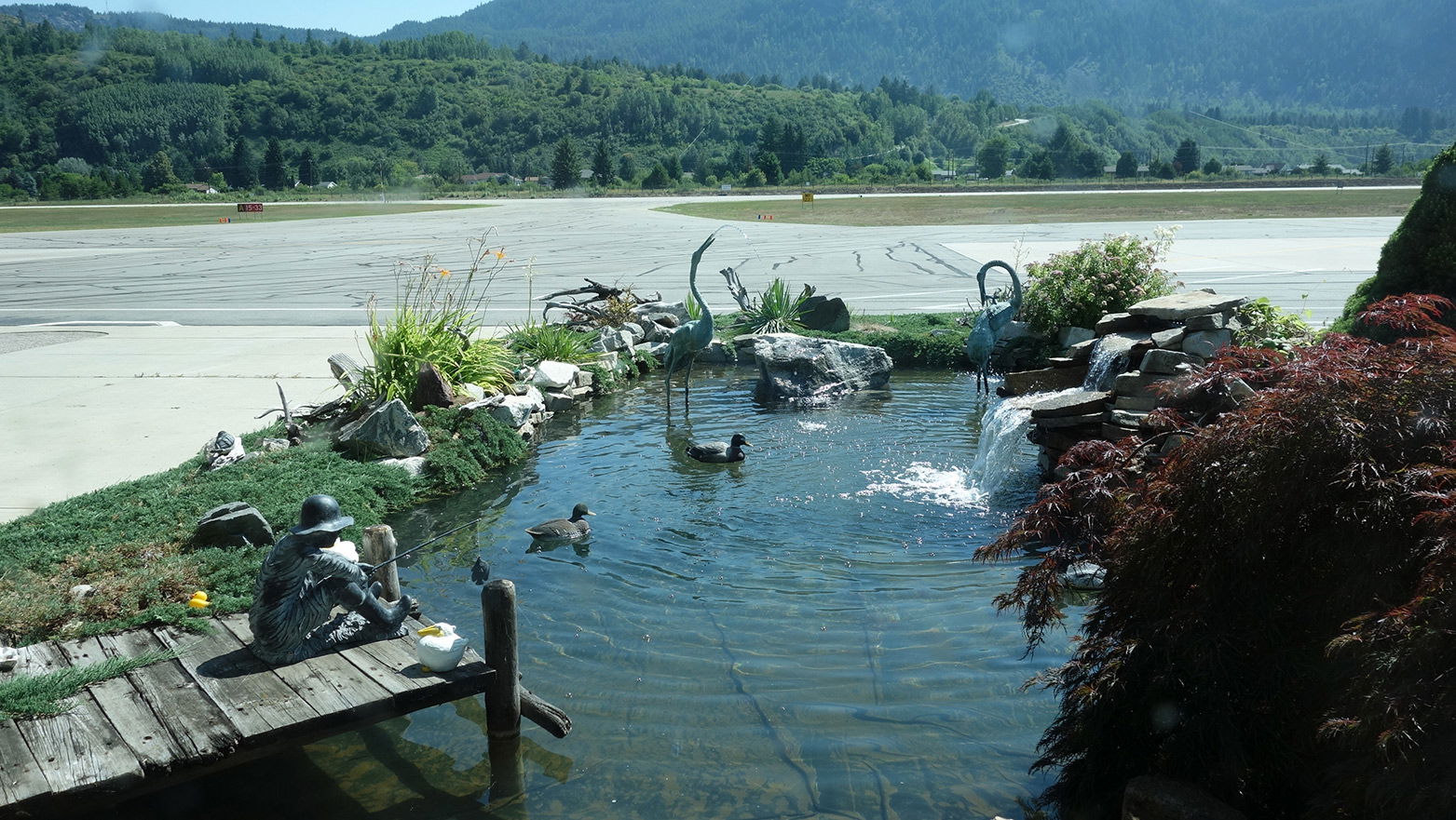 Fountain near the runway at Castlegar Airport, West Kootenays, …