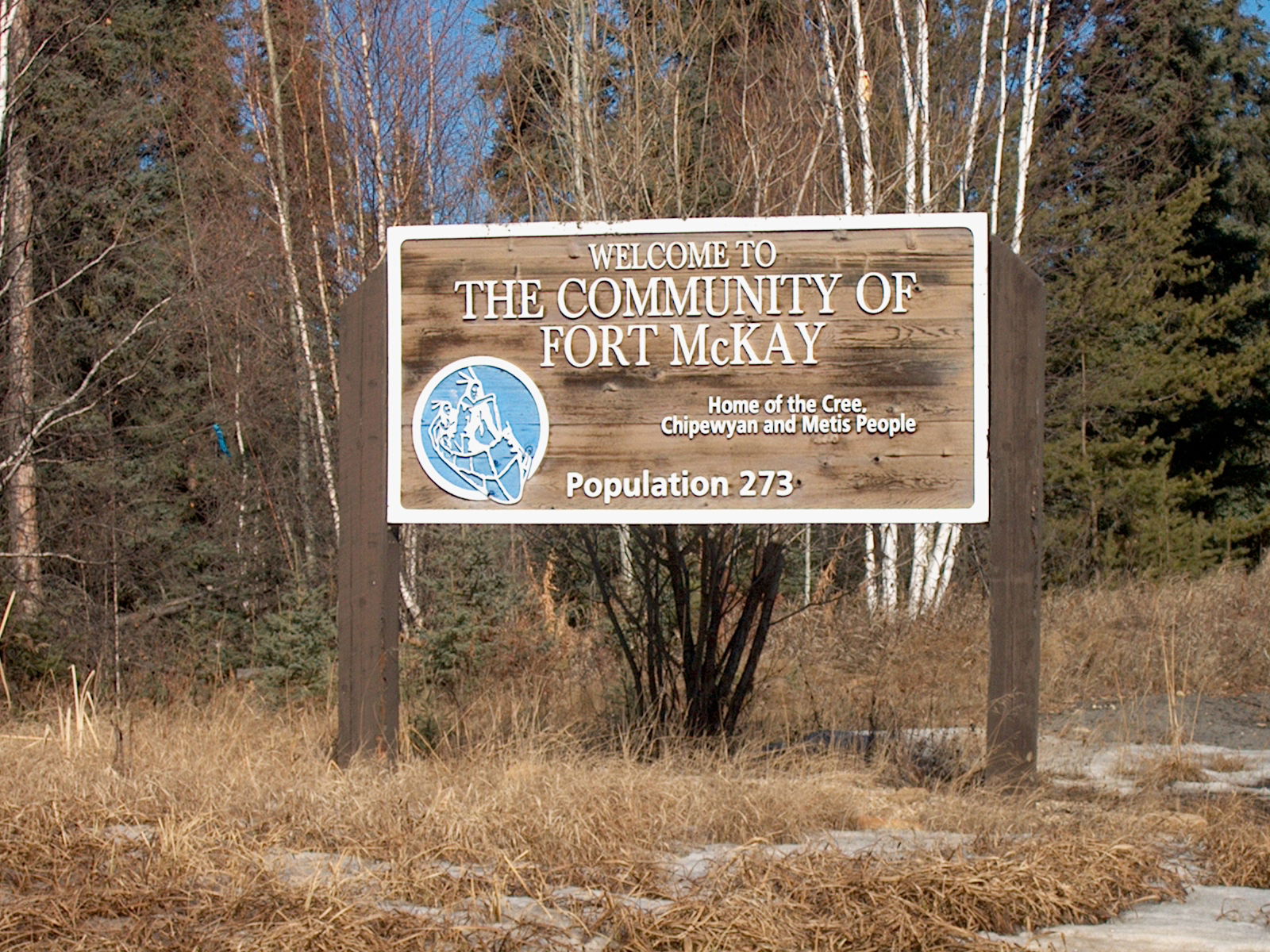 Fort McKay Welcome sign, Alberta, Kanada.